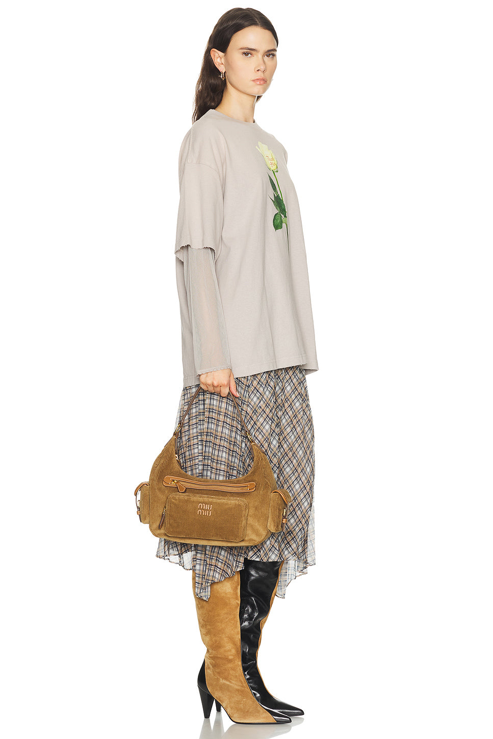 Velluto Righe Shoulder Bag