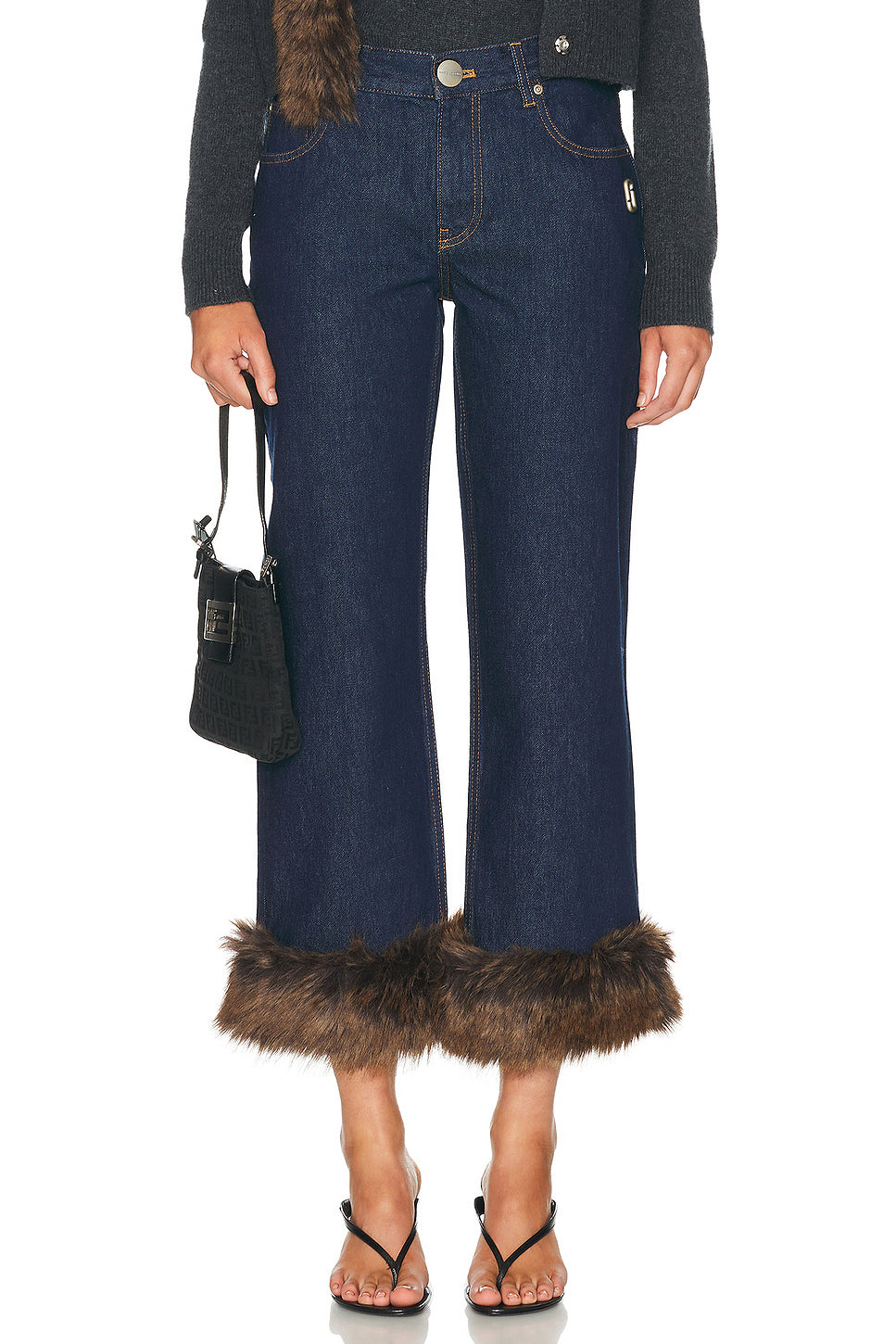 Faux Fur Cropped Jean