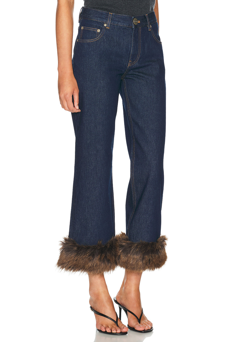 Faux Fur Cropped Jean