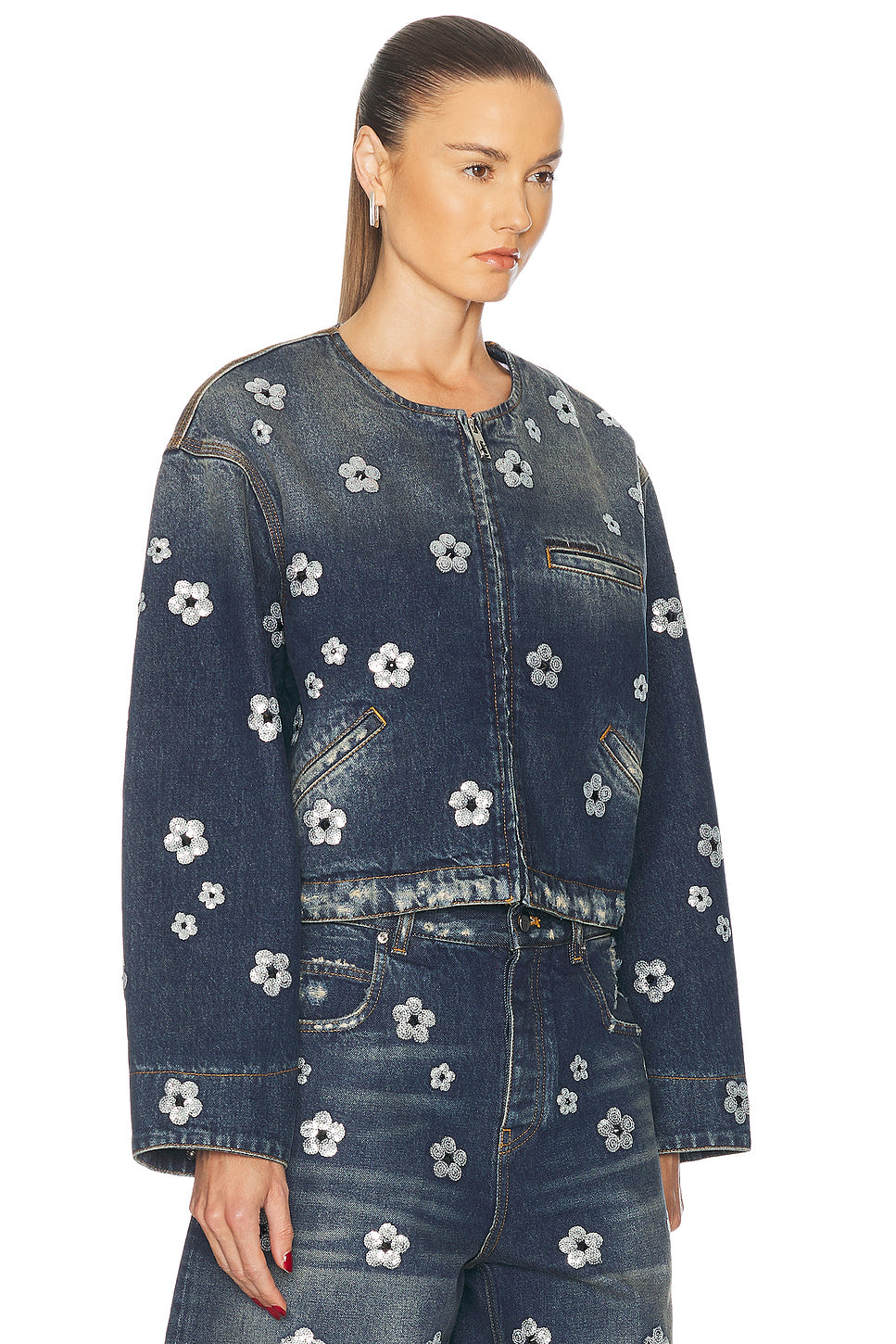 Sequin Daisy Cropped Jacket