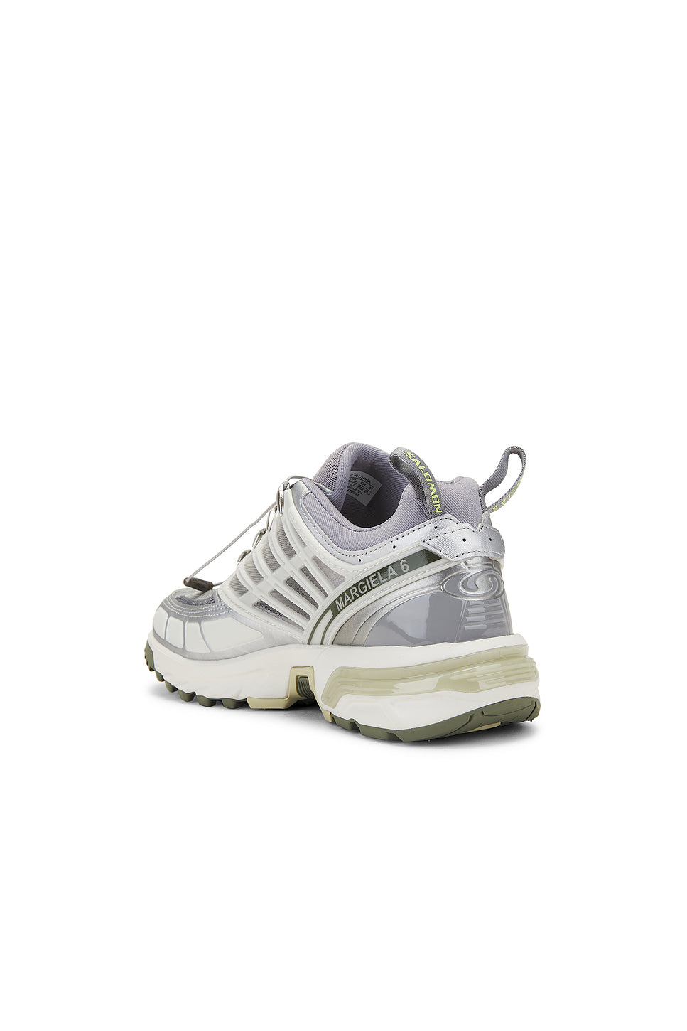 X Salomon Cross Low Sneakers in Sharkskin, Silver, & Sharp Green
