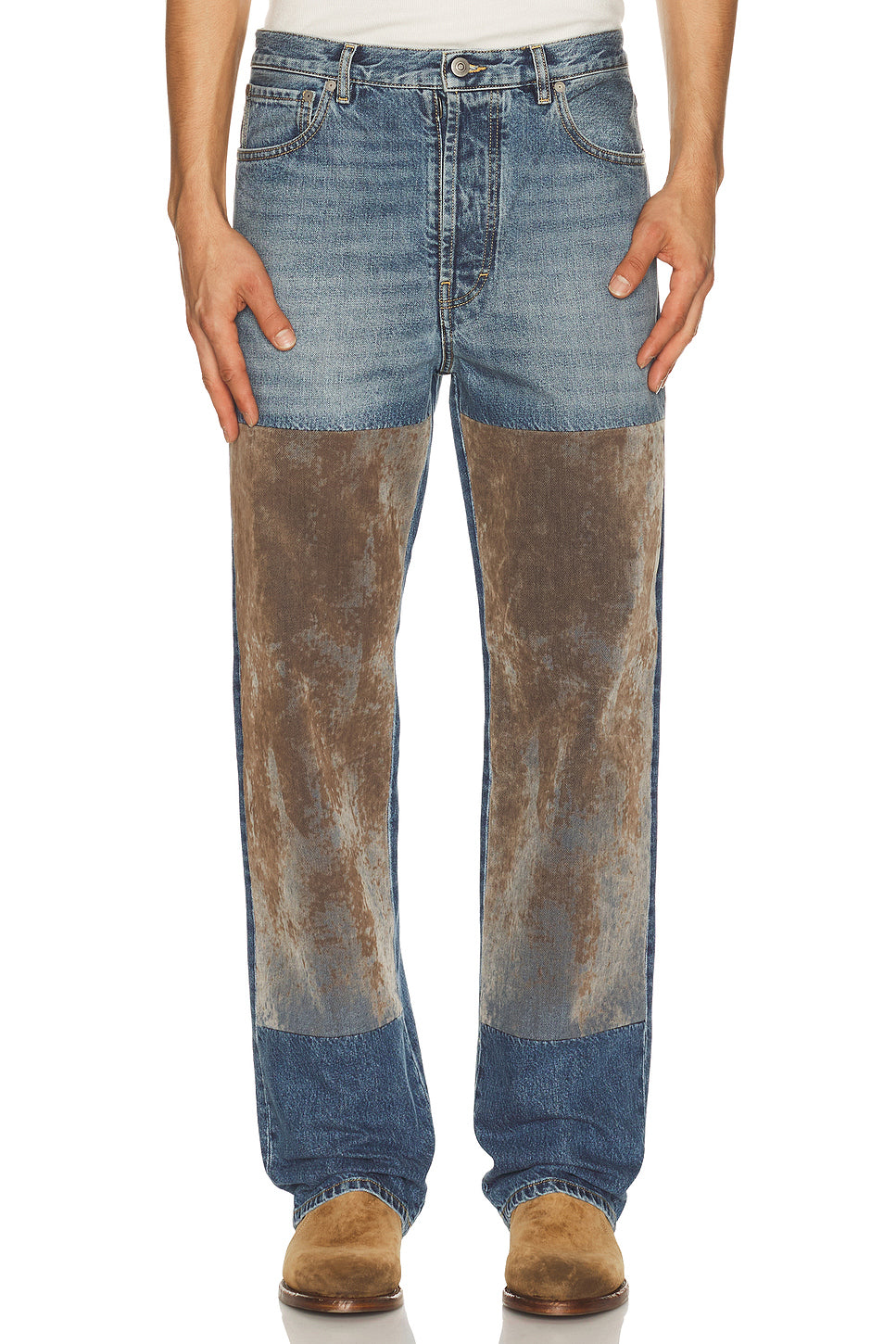 Flocked Patch Denim Trousers