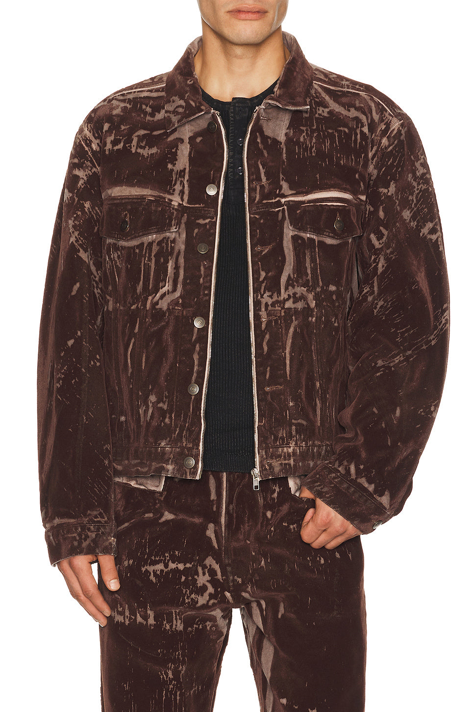 Flocked Denim Trucker Jacket