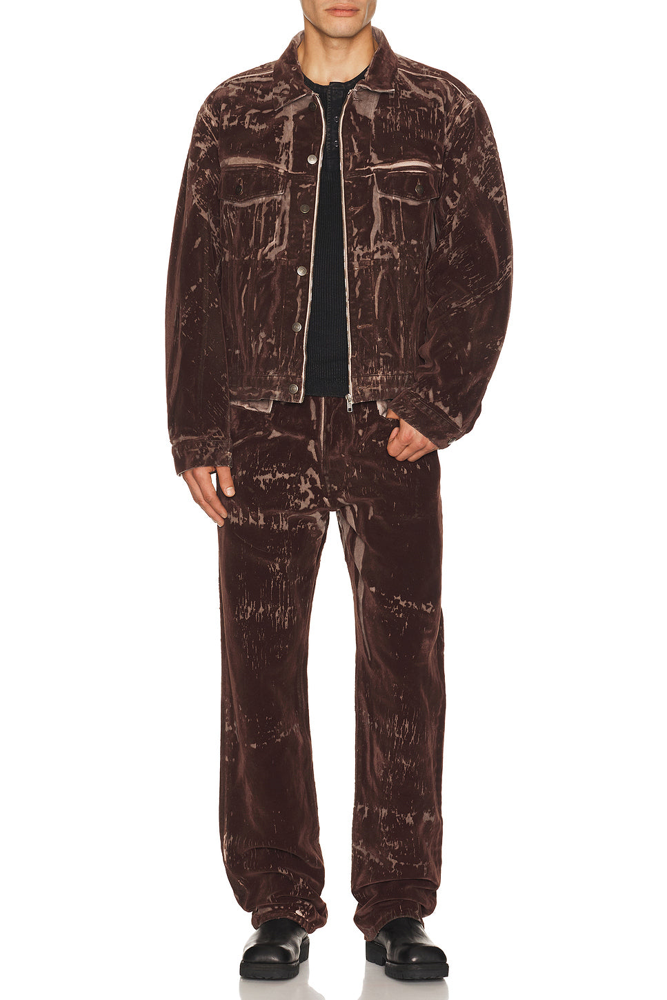 Flocked Denim Trucker Jacket