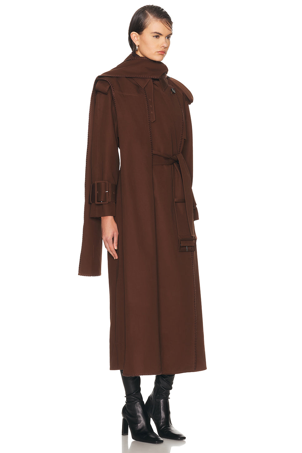 Hooded Scarf Trench Coat