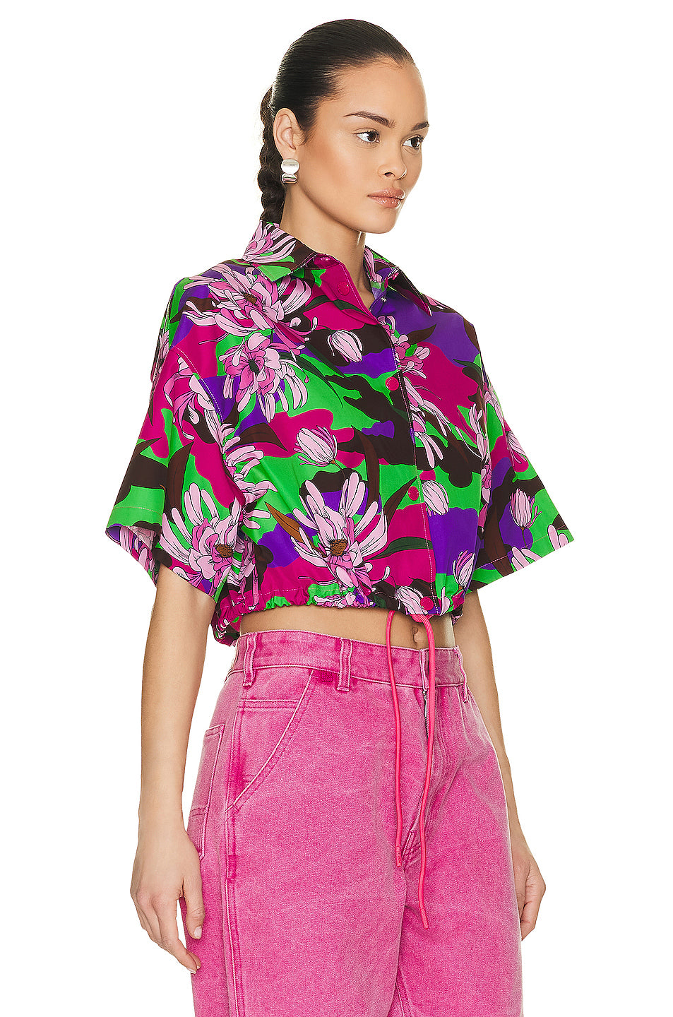 Floral Cropped Short Sleeve Shirt