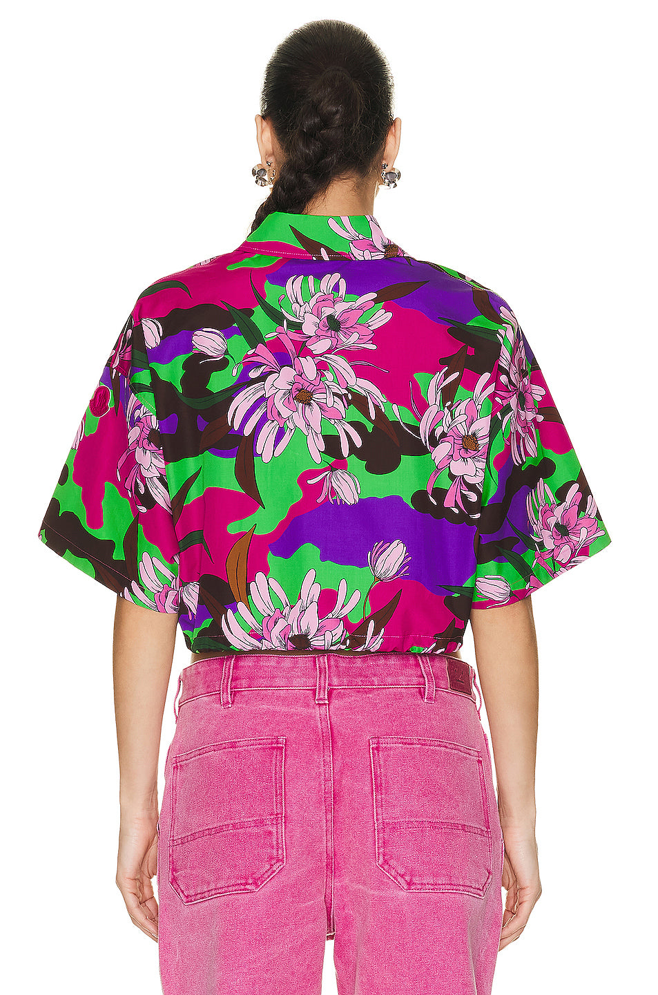 Floral Cropped Short Sleeve Shirt