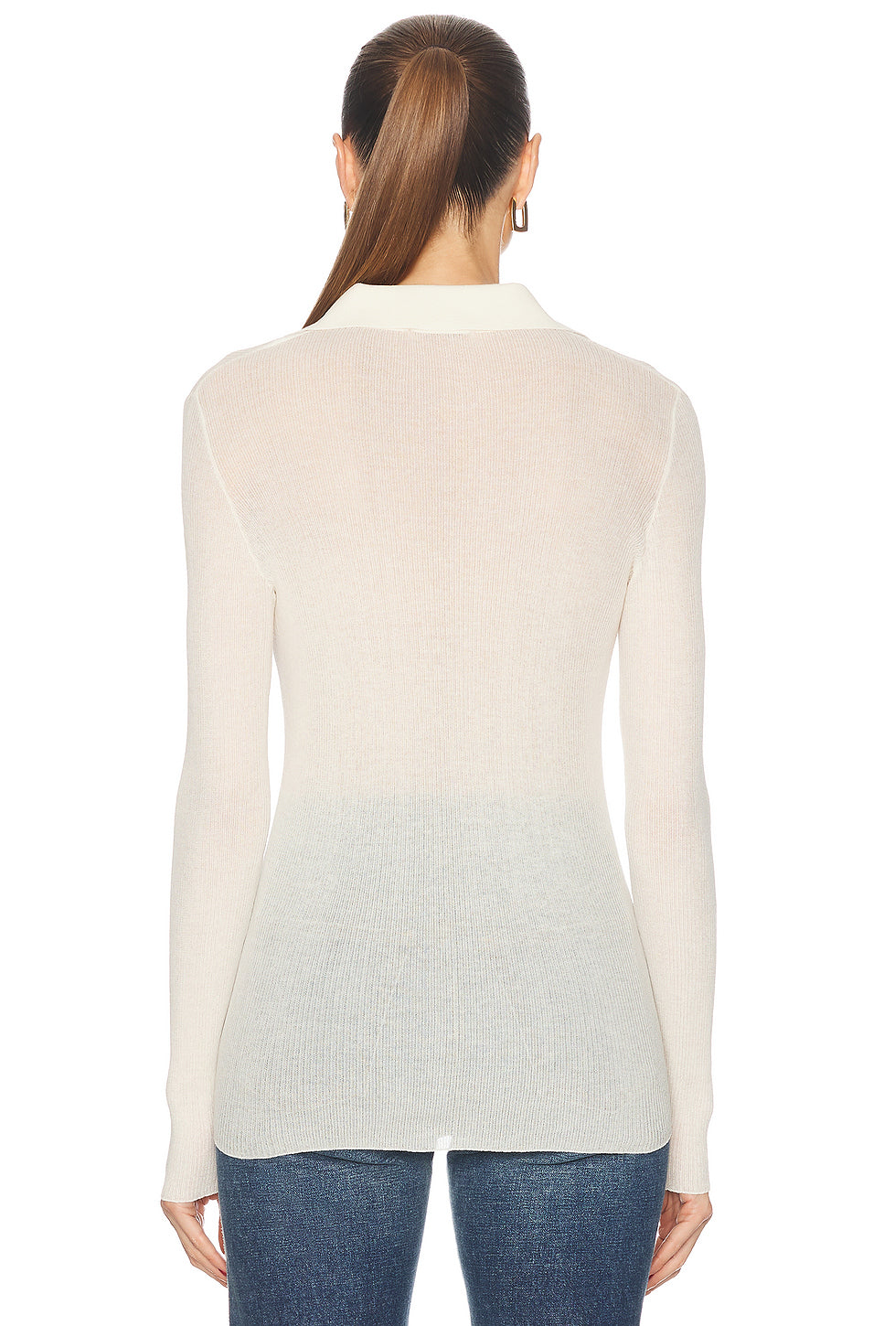 Long Sleeve Sheer Polo Top