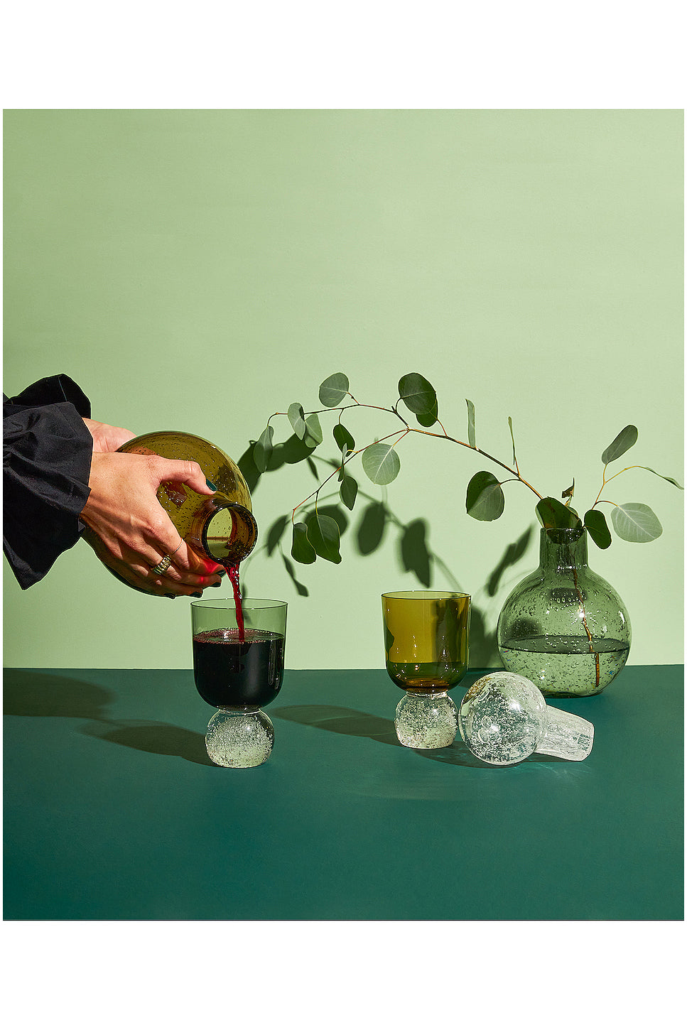 Hand Blown Bubble Glass Tumbler Set Of 2