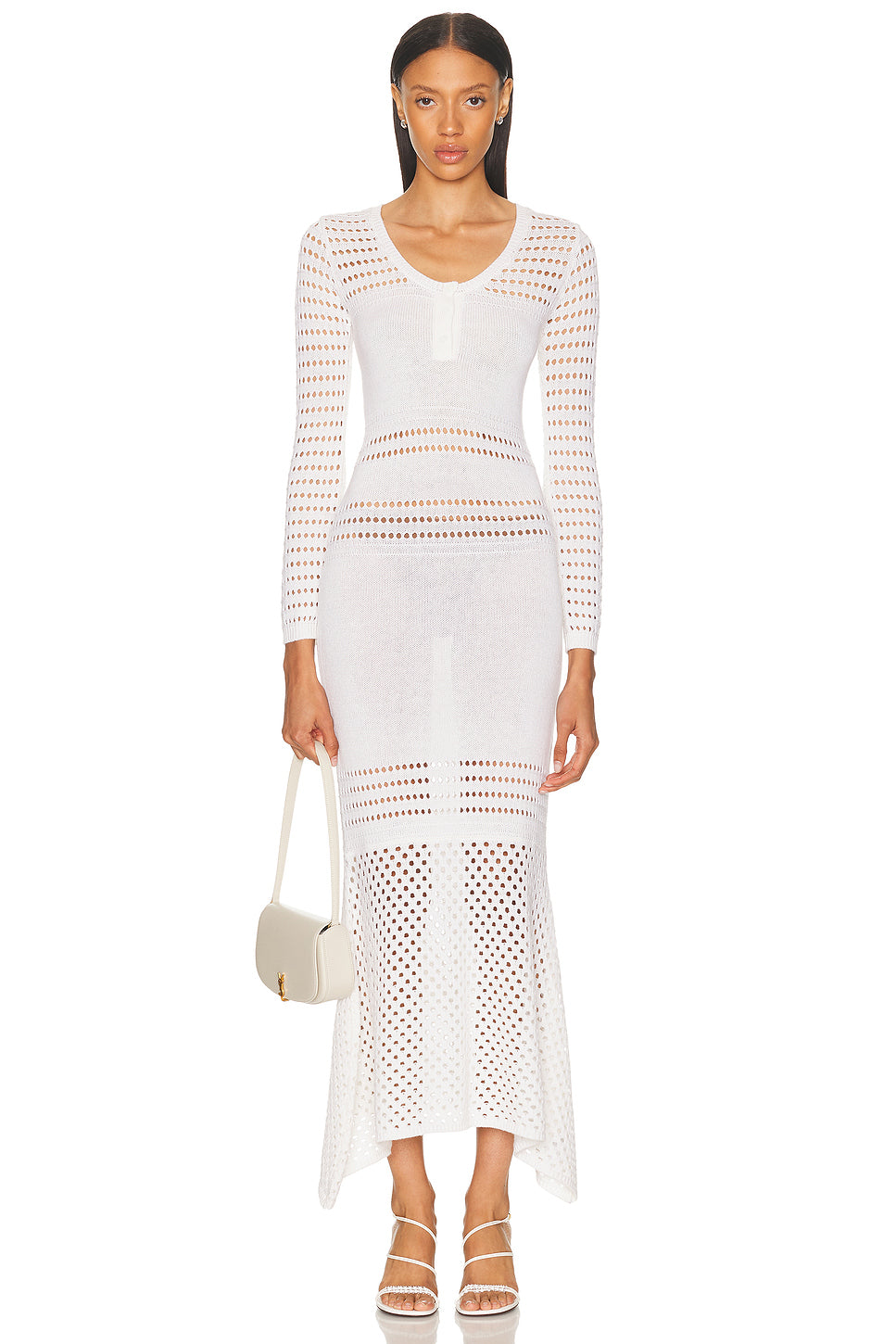 Striped Mesh Handkerchief Midi Dress