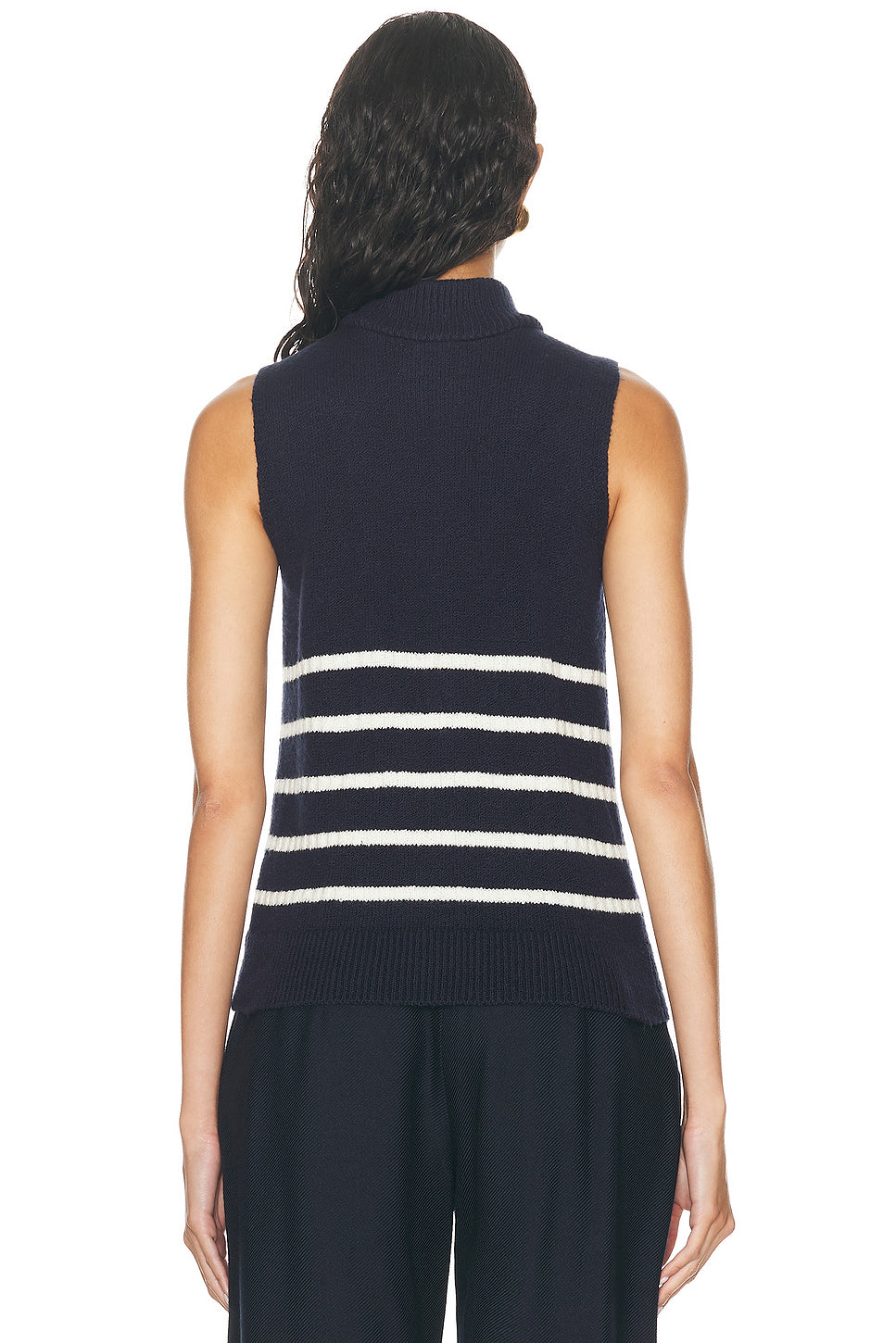 Quarter Zip Striped Knit Vest