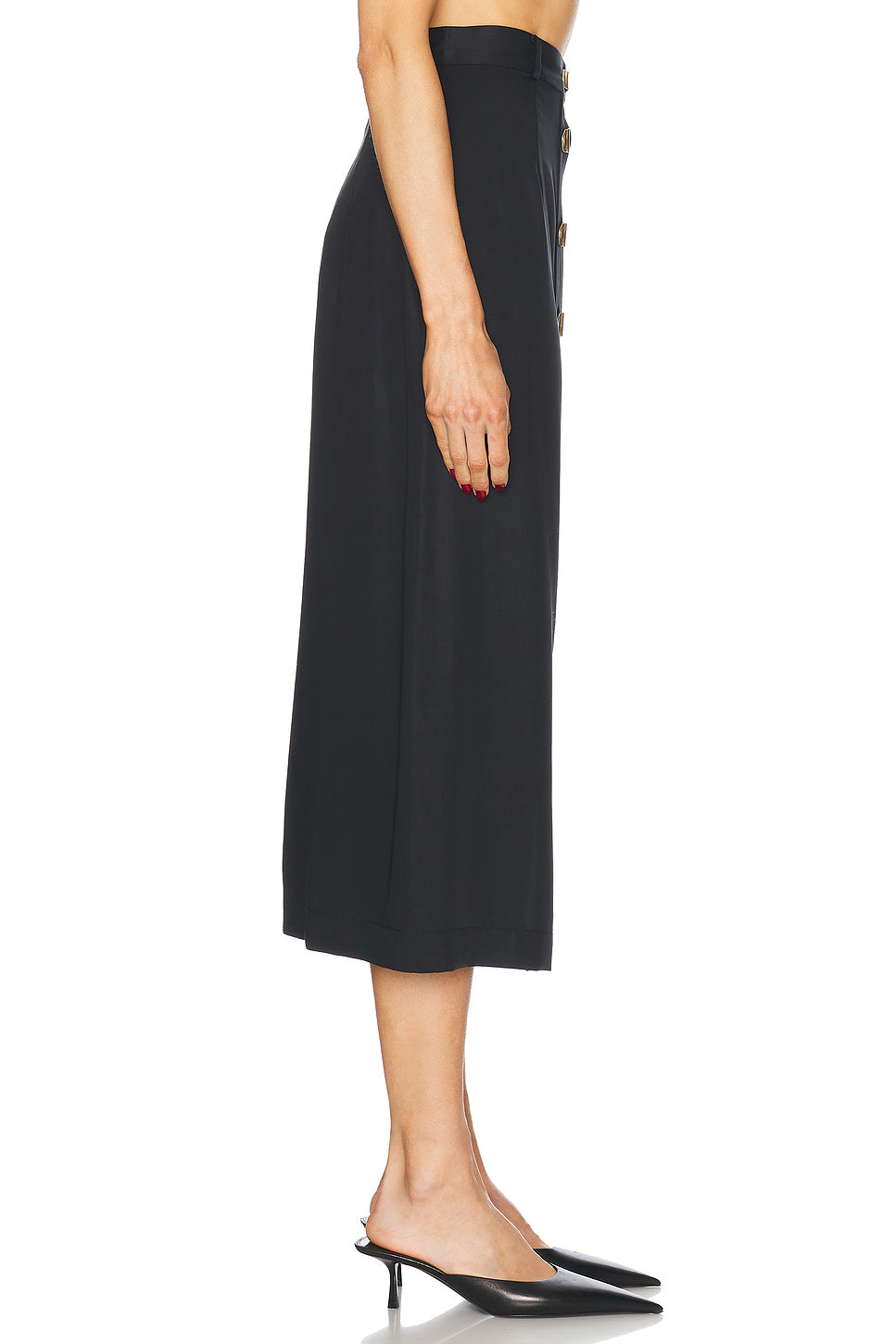 Button Front Midi Skirt