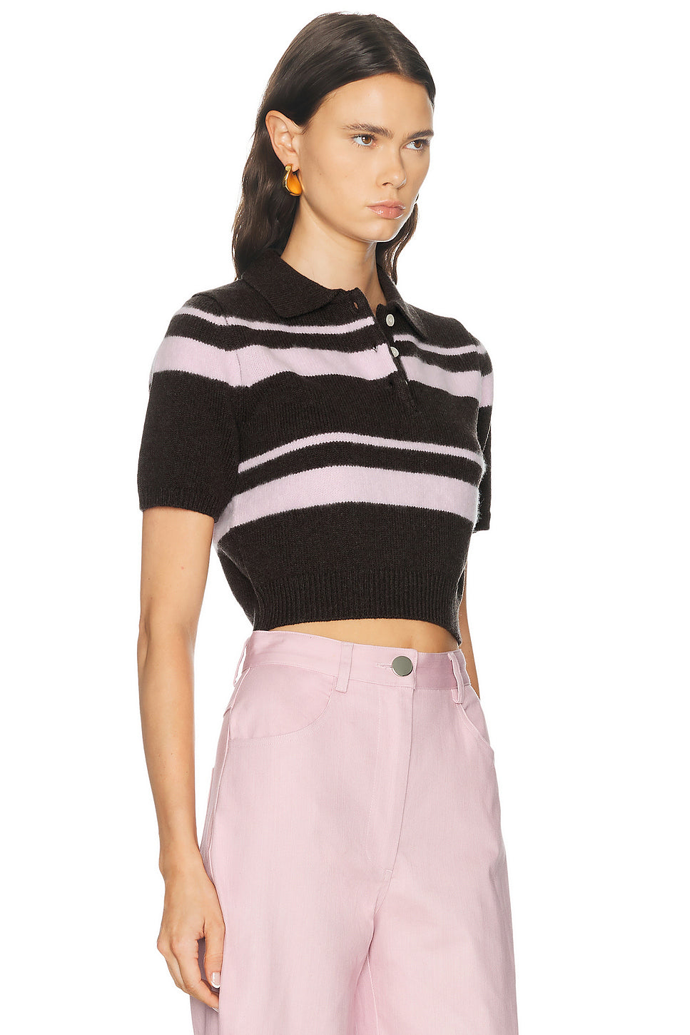 Striped Mohair Polo Top