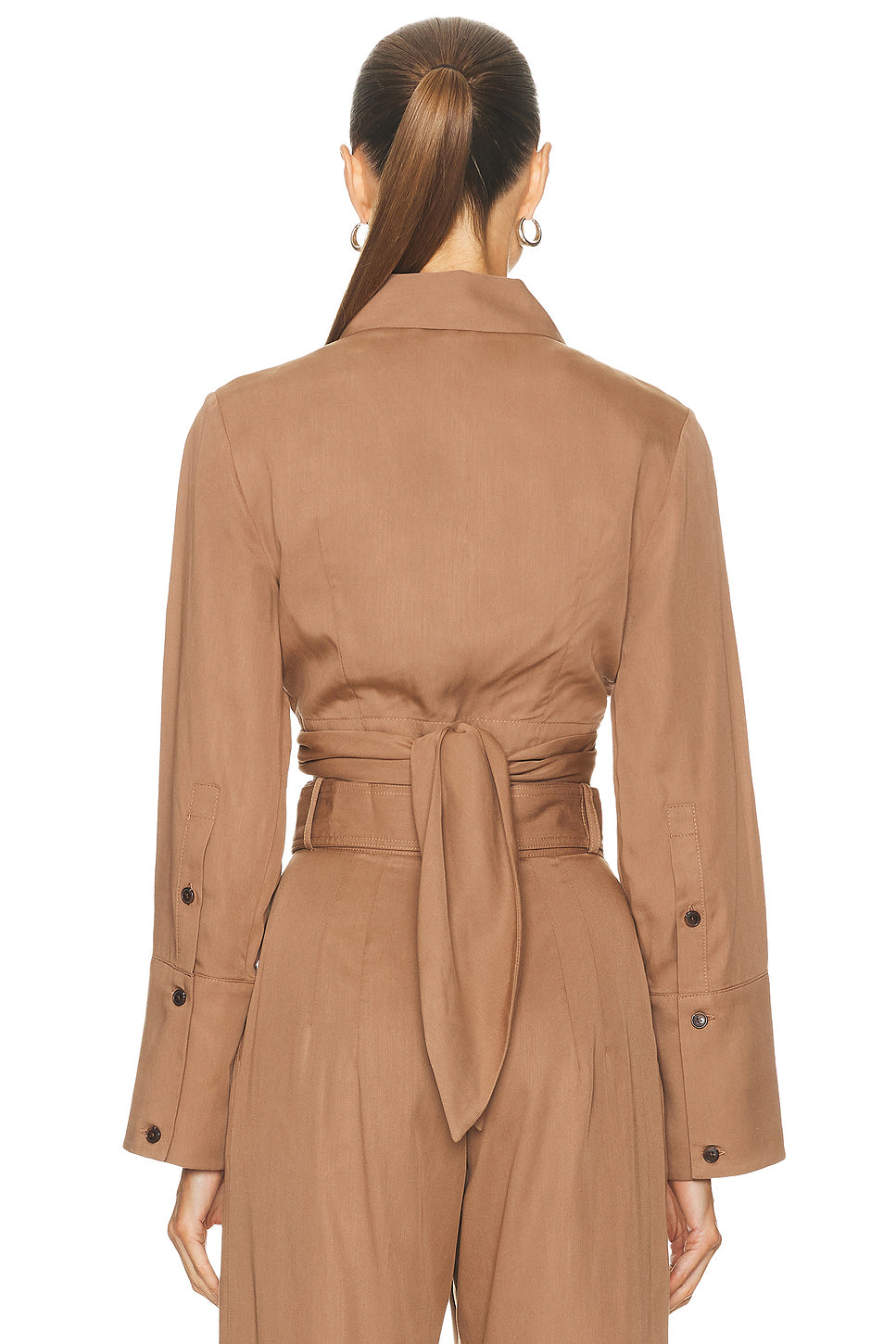 Collared Long Sleeve Wrap Top