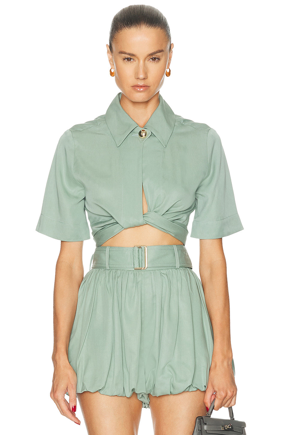 Collared Wrap Top