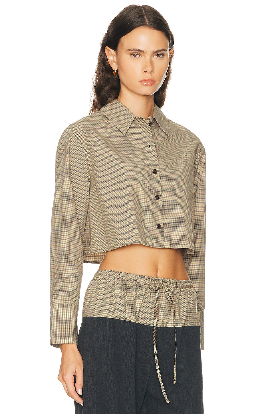 Cropped Oversized Button Down Top