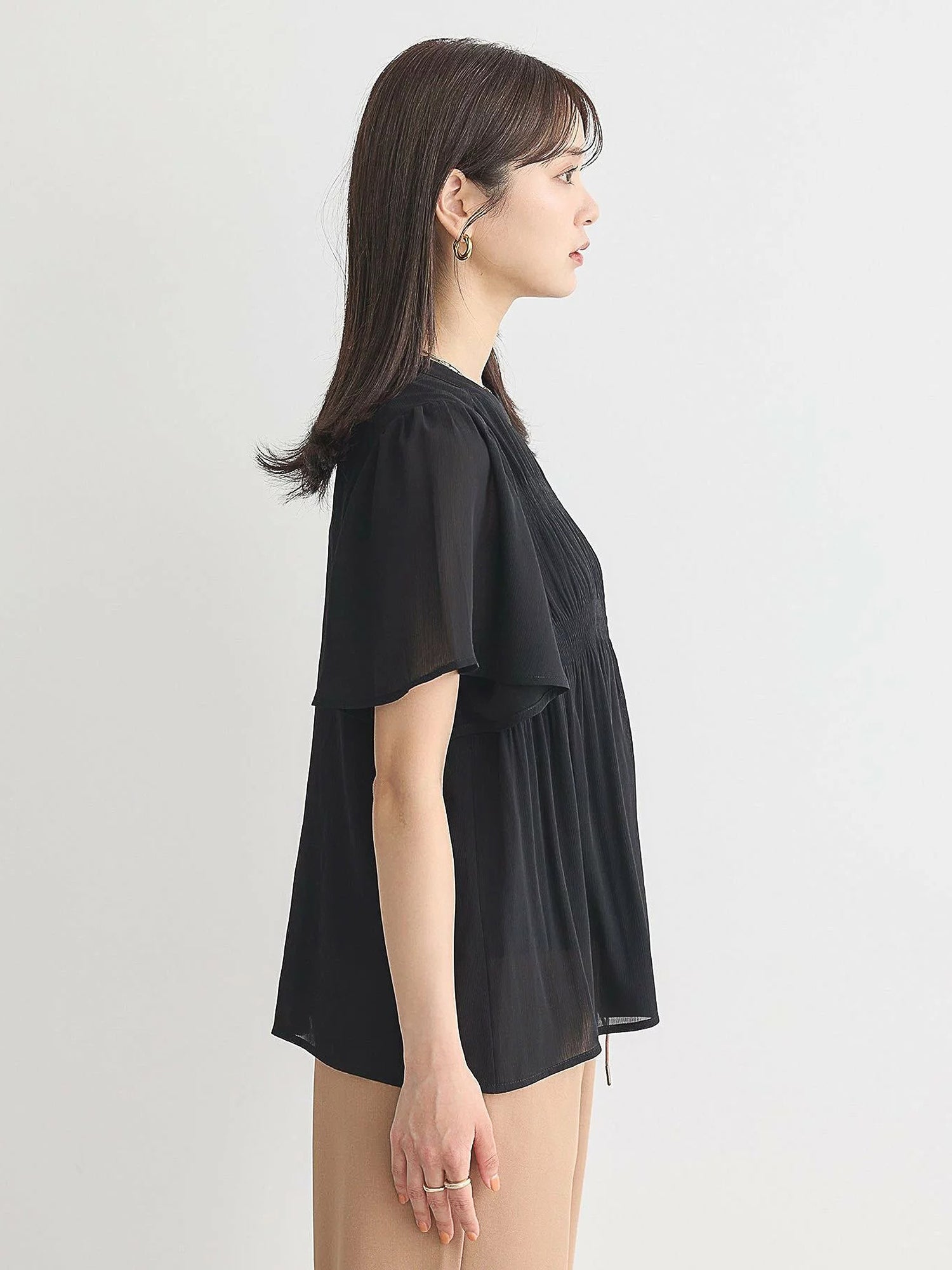 Majolica Pleated Short Sleeve Blouse