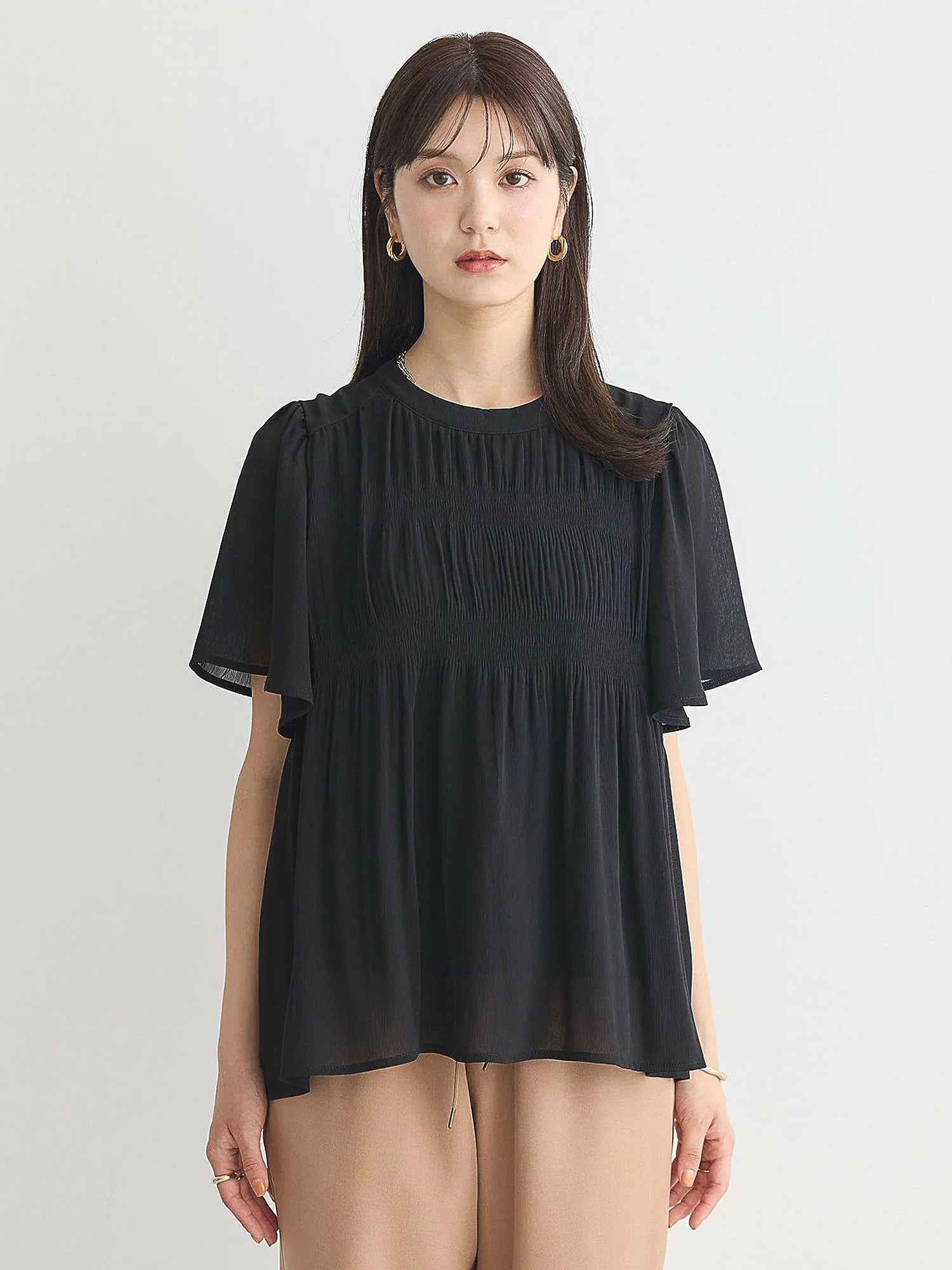 Majolica Pleated Short Sleeve Blouse