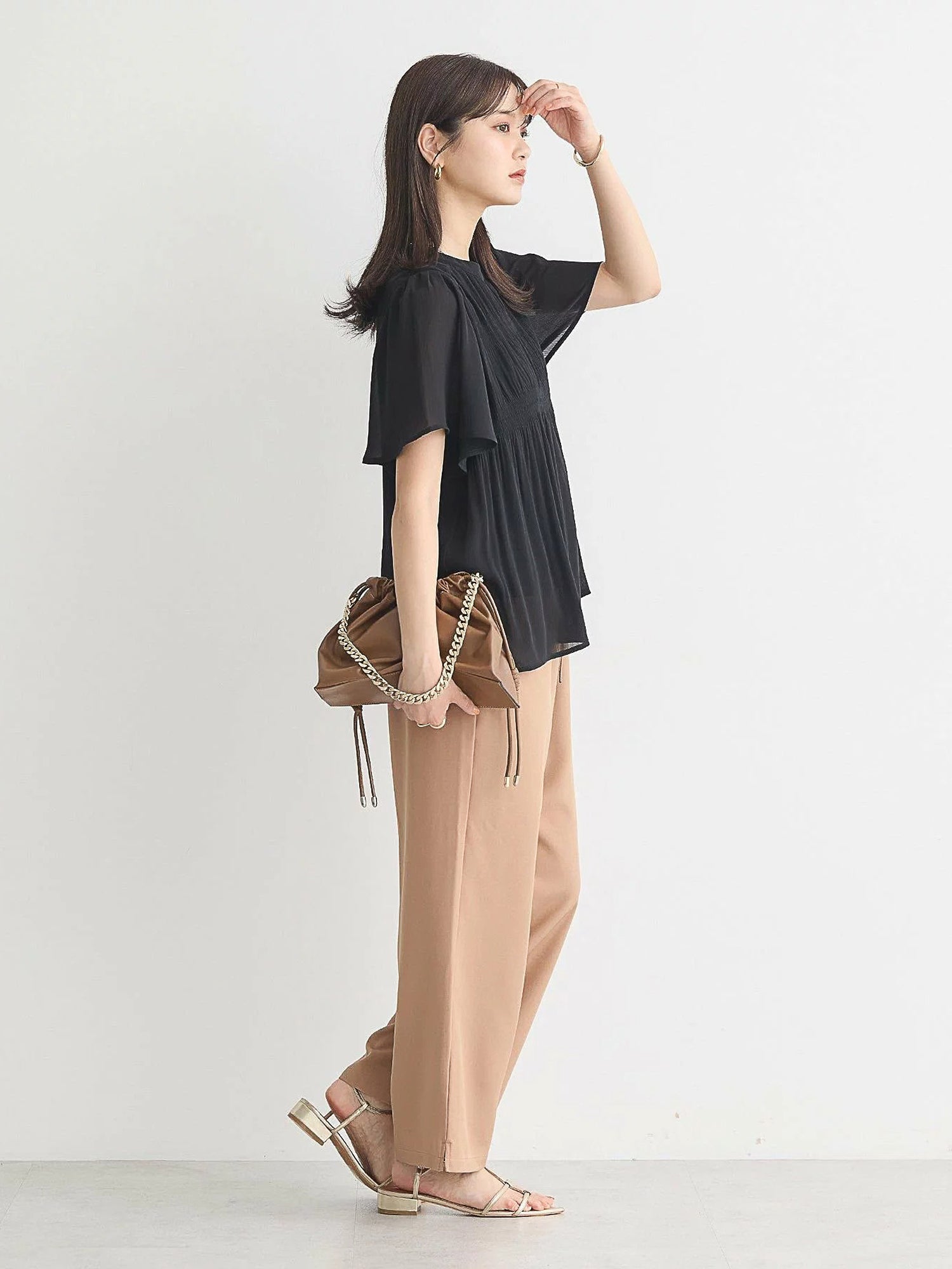 Majolica Pleated Short Sleeve Blouse