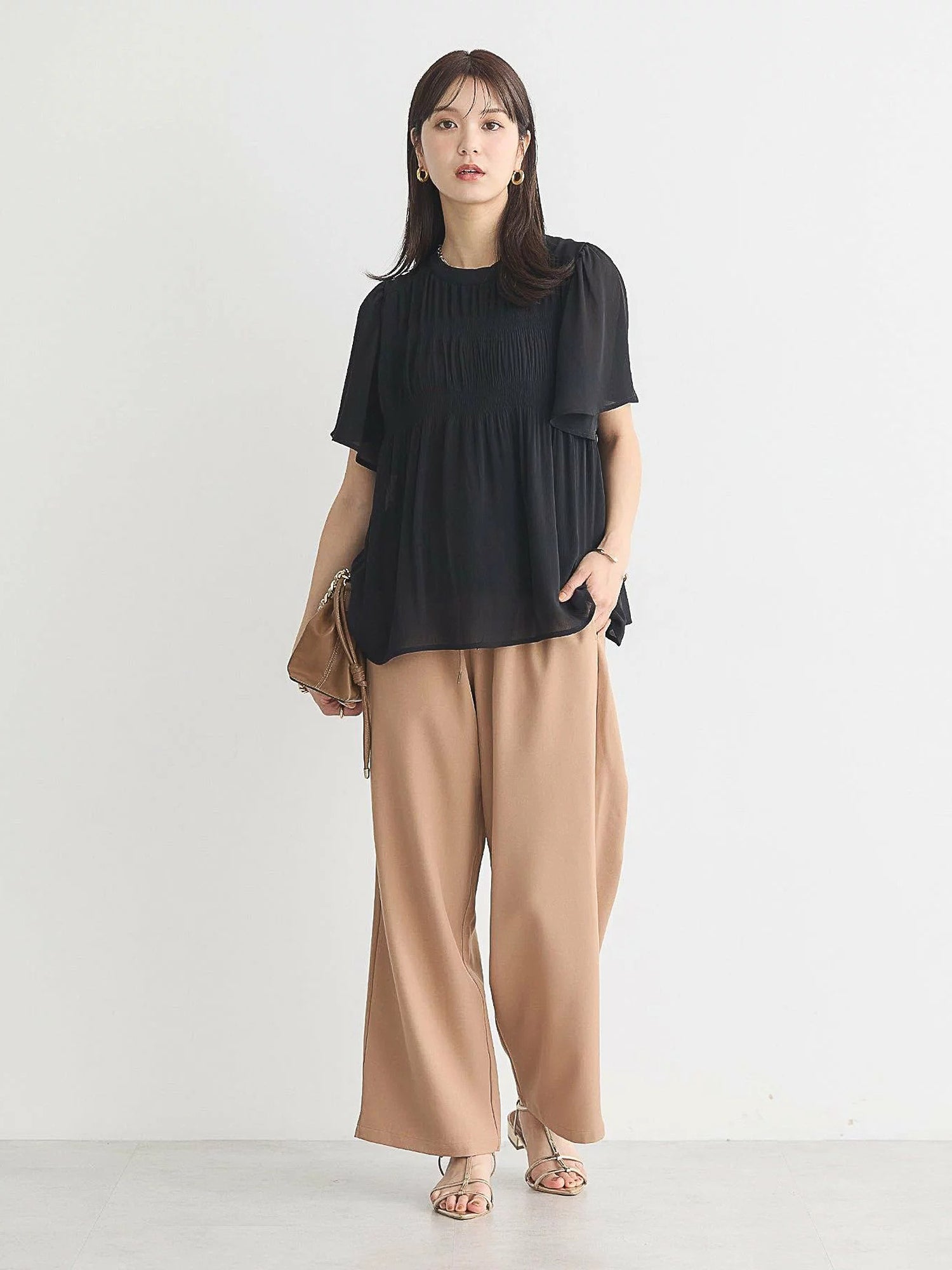 Majolica Pleated Short Sleeve Blouse