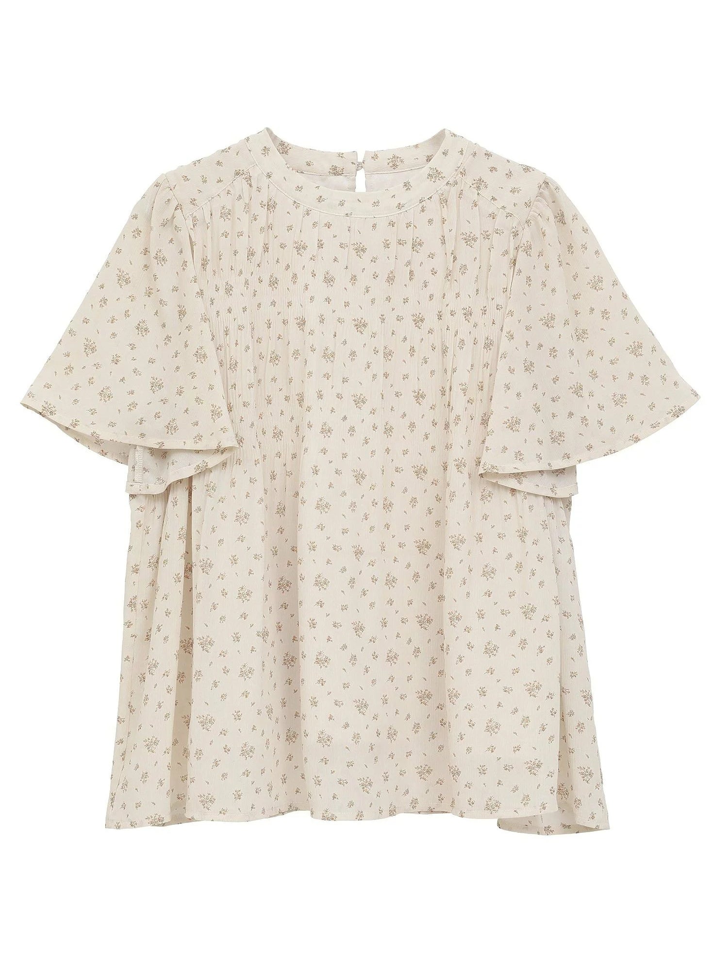 Majolica Pleated Short Sleeve Blouse