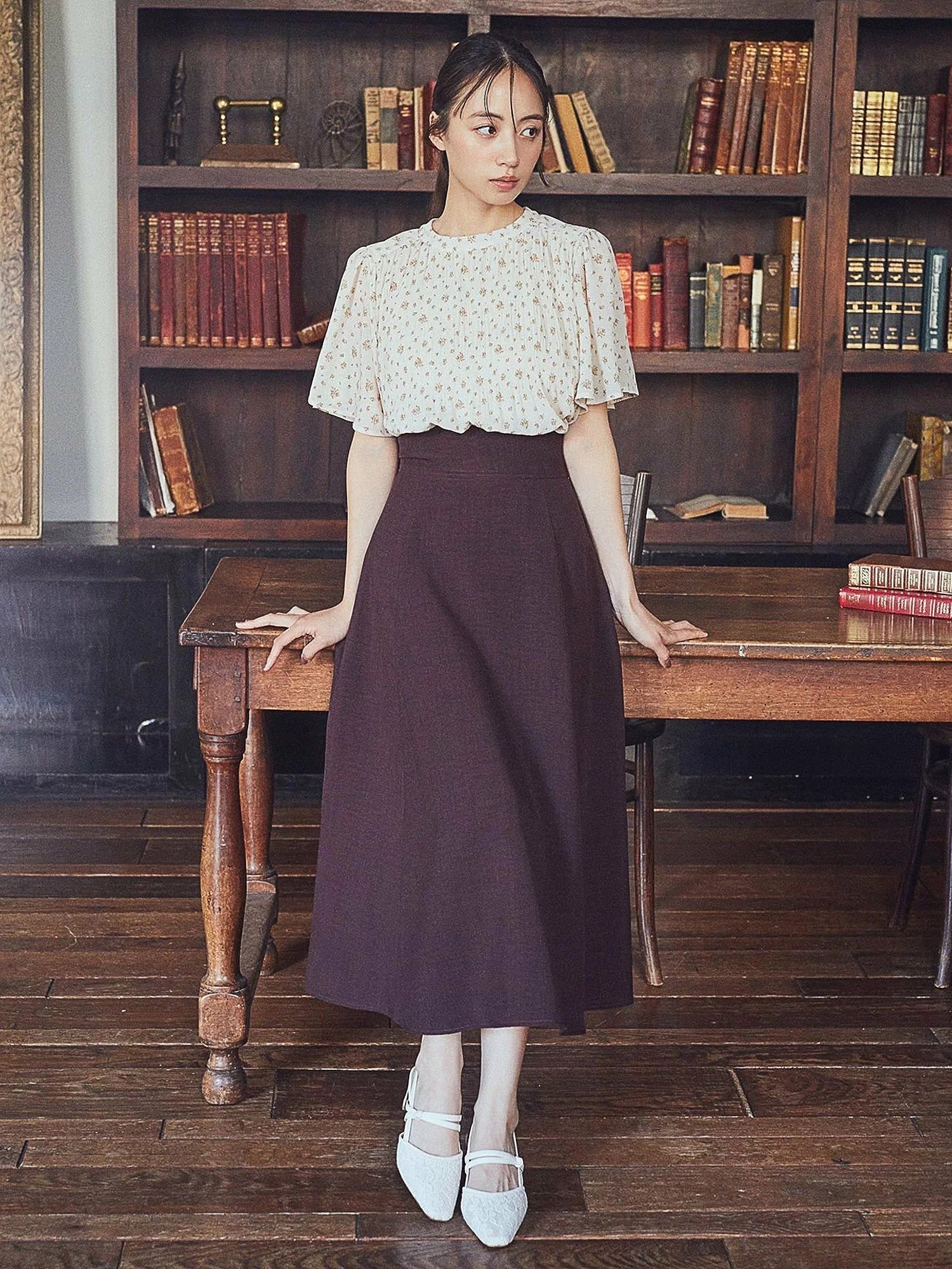 Majolica Pleated Short Sleeve Blouse