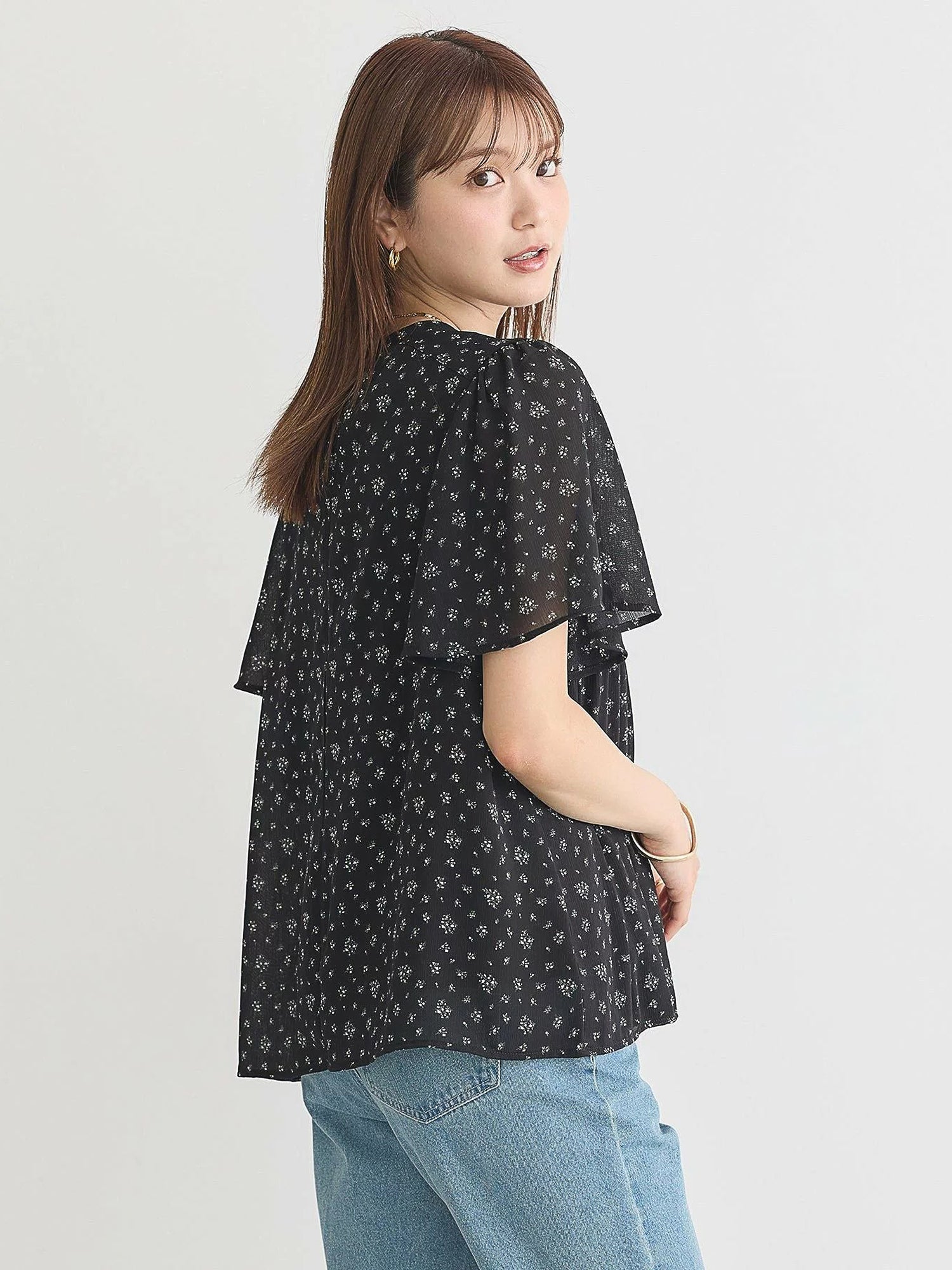 Majolica Pleated Short Sleeve Blouse