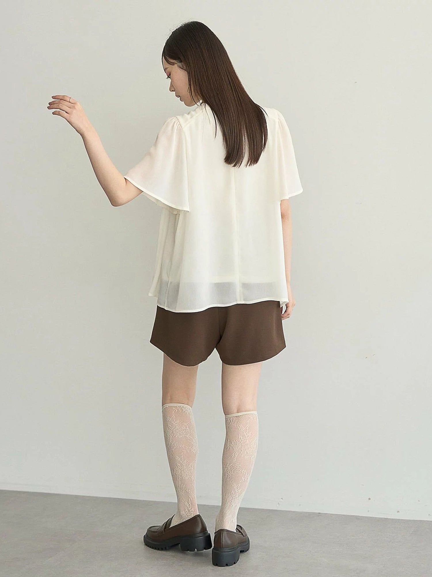 Majolica Pleated Short Sleeve Blouse