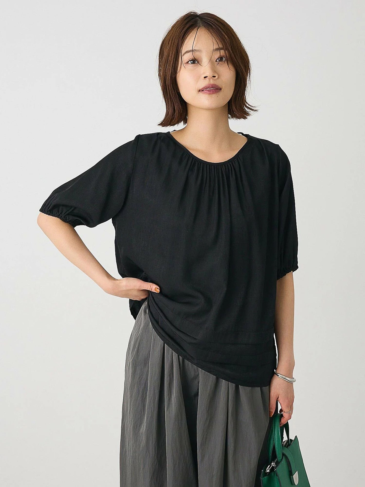 Makaira Back Lace-Up Balloon Sleeve Blouse