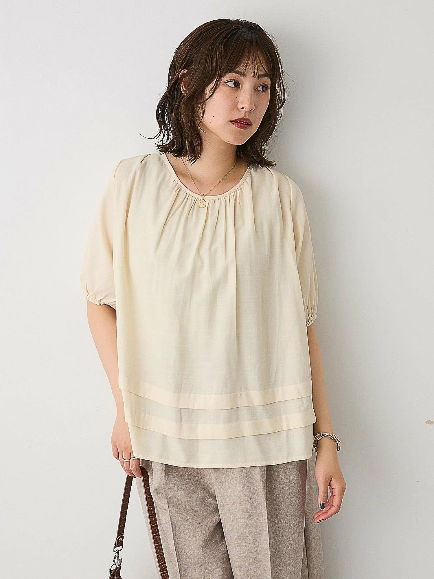 Makaira Back Lace-Up Balloon Sleeve Blouse