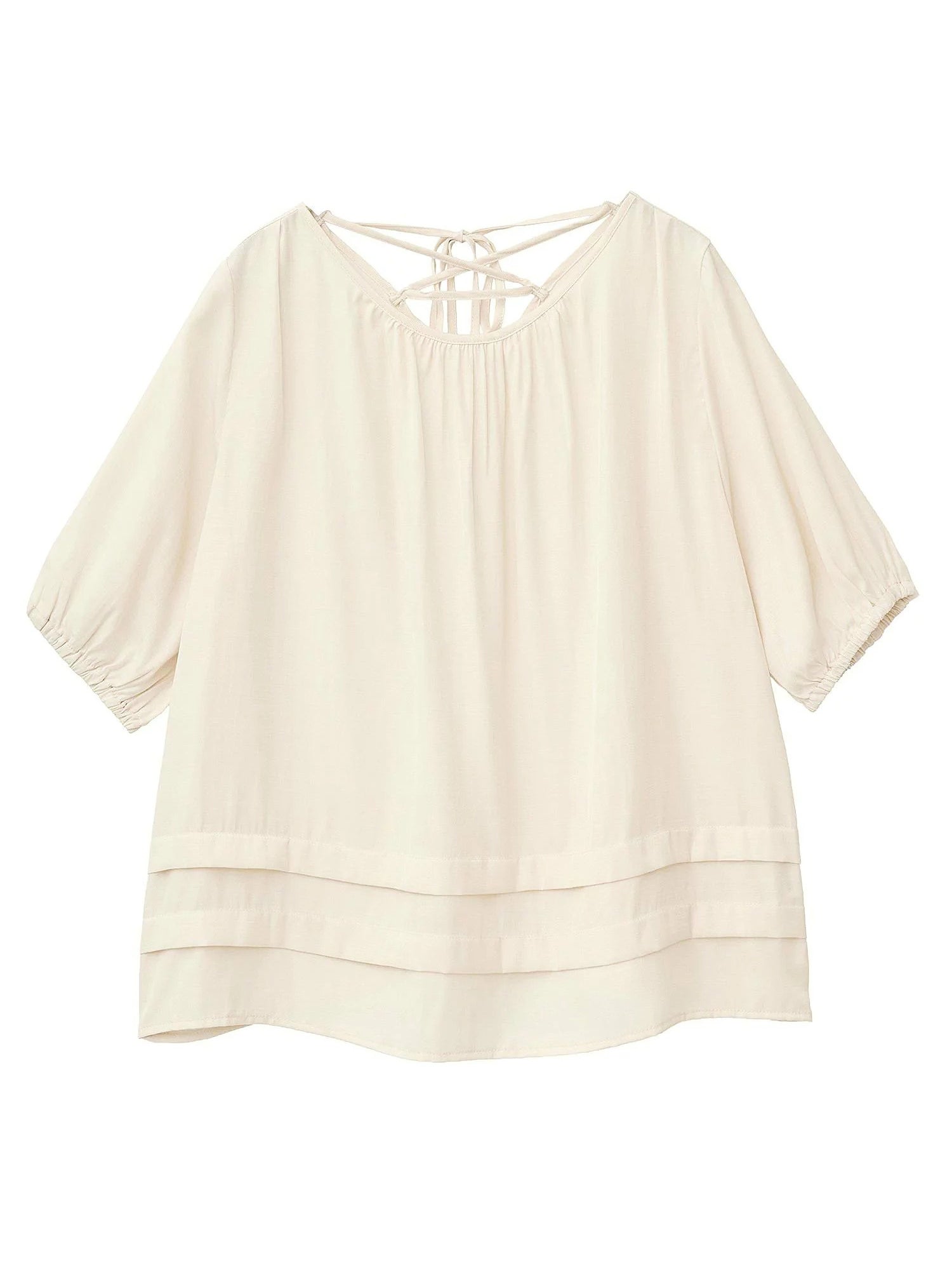 Makaira Back Lace-Up Balloon Sleeve Blouse