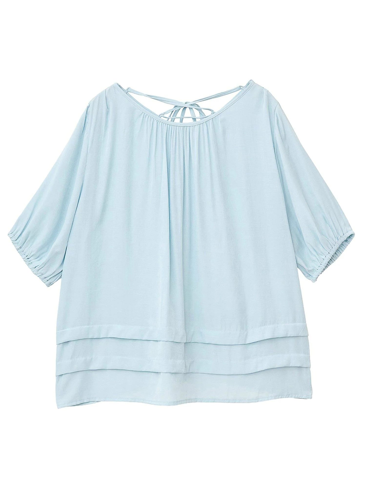 Makaira Back Lace-Up Balloon Sleeve Blouse