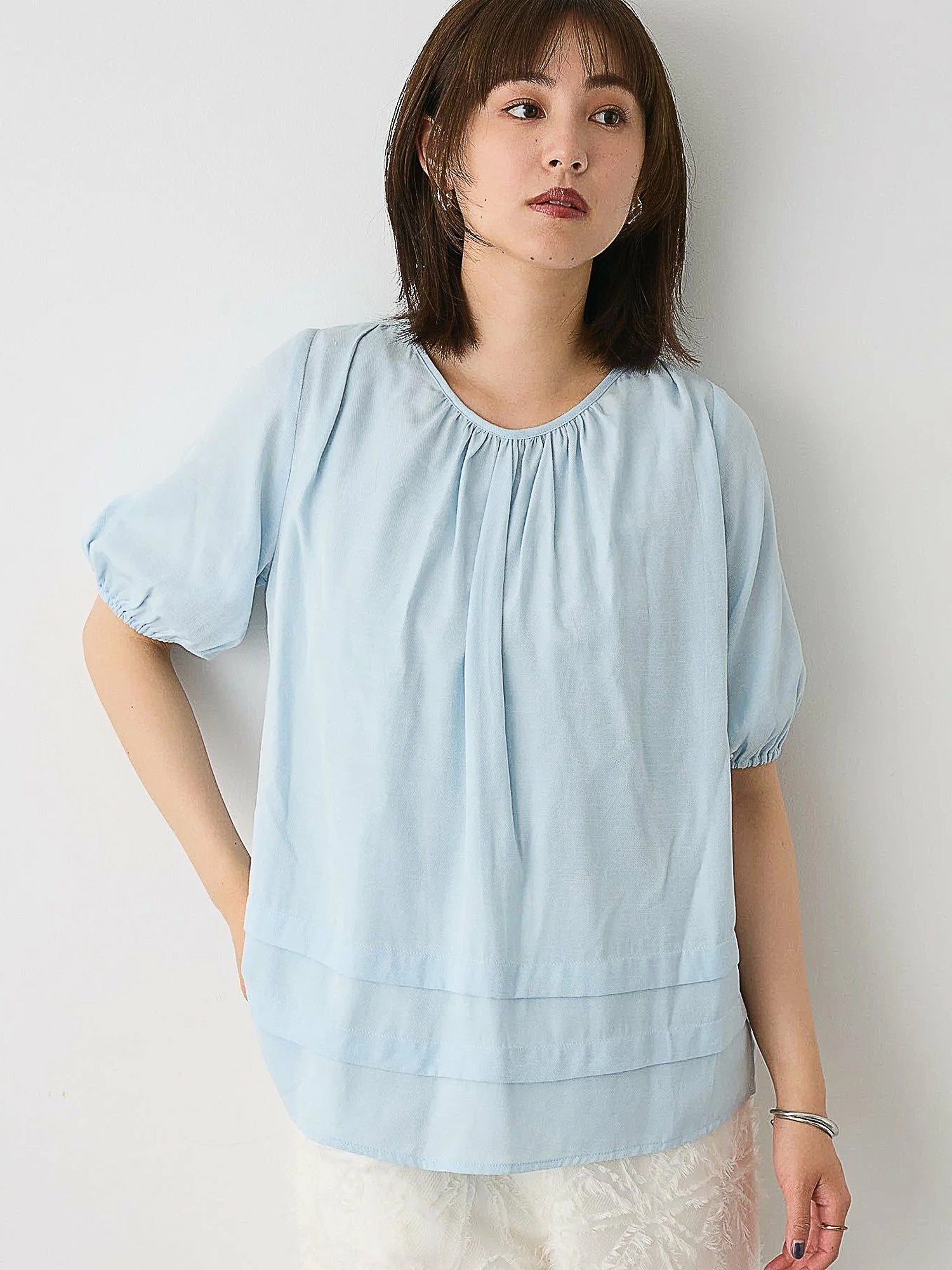 Makaira Back Lace-Up Balloon Sleeve Blouse