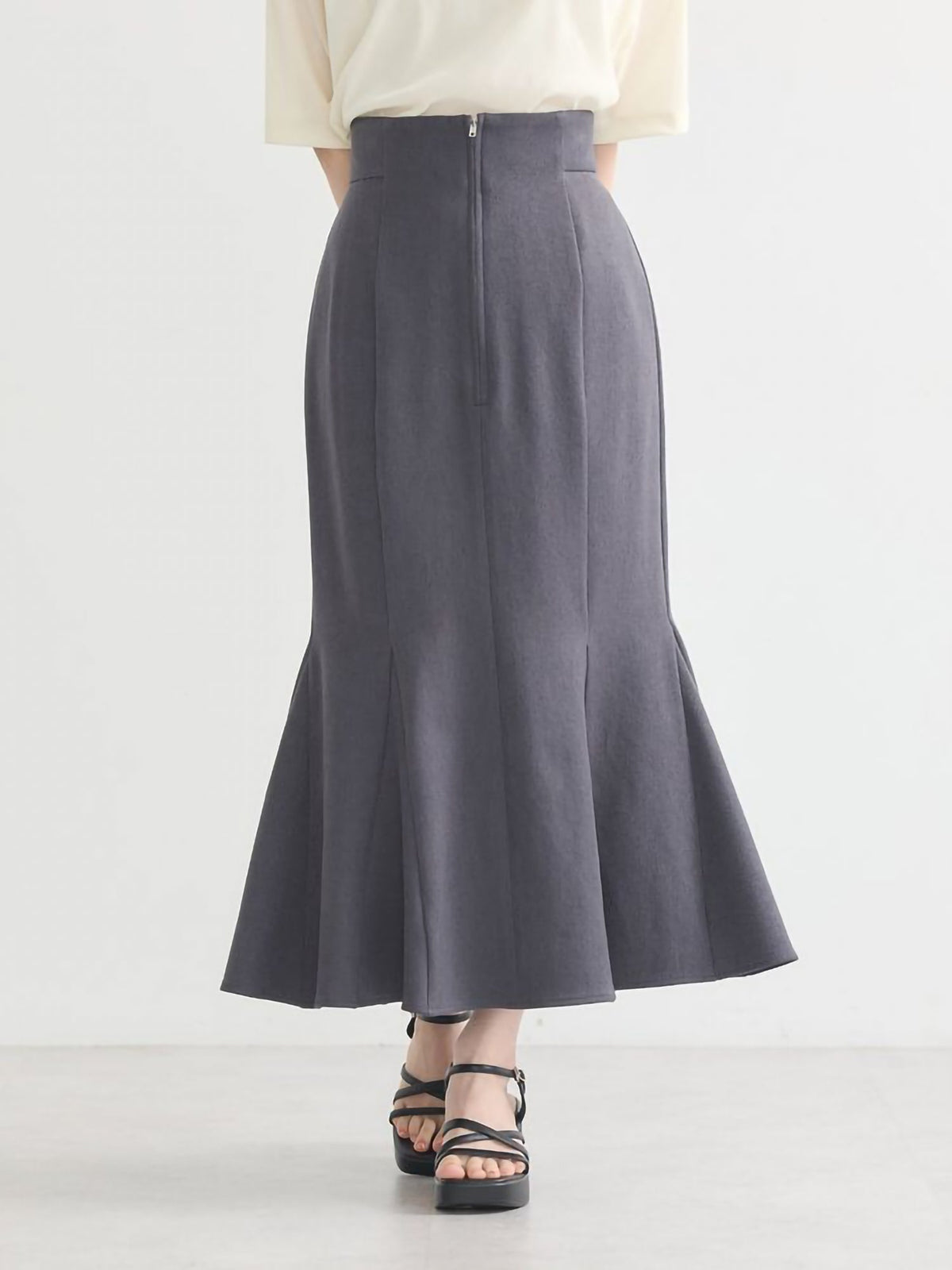 Bobo Tokyo Earth Music & Ecology Mameido Front Zip Mermaid Skirt Black Rok Wanita