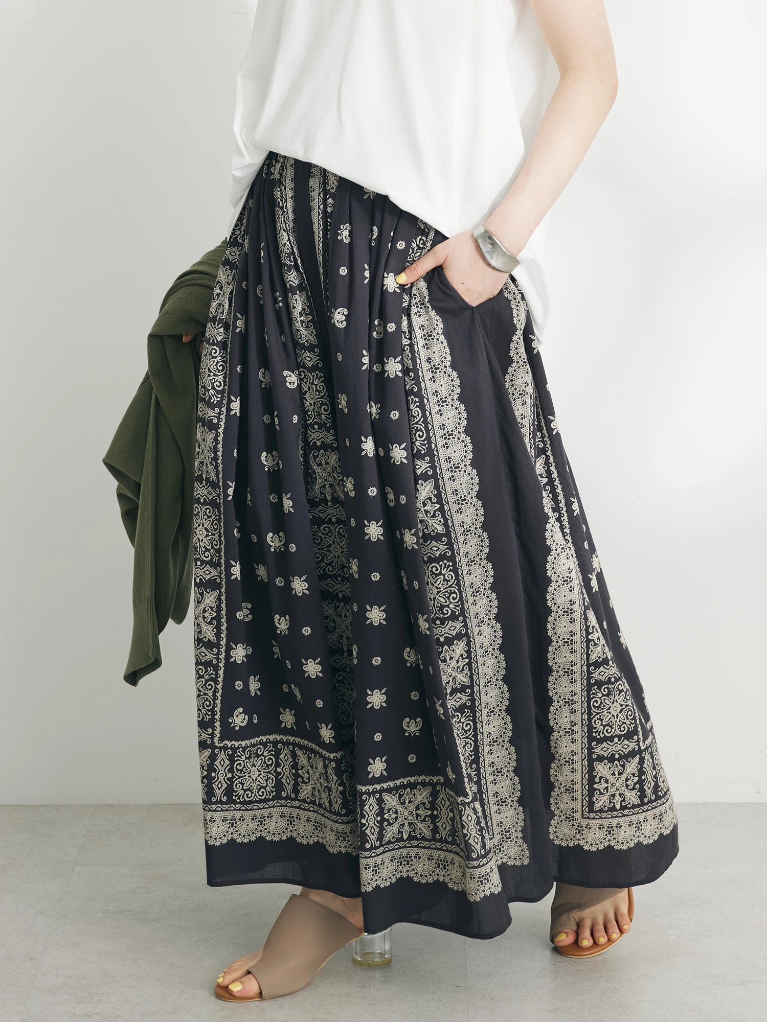 Michio Pattern Maxi Skirt