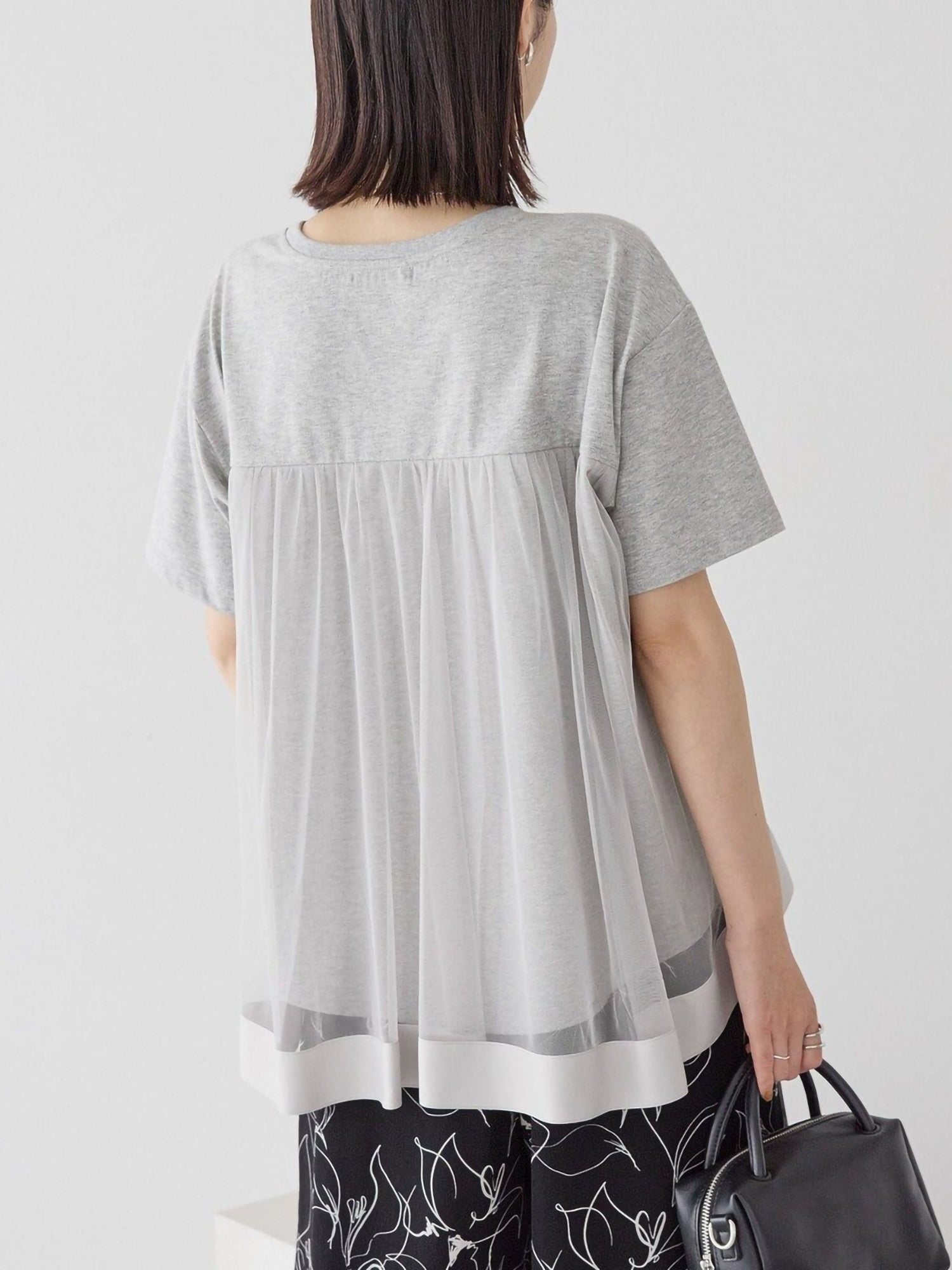 Miharu Back Tulle Layered Cutout Pullover