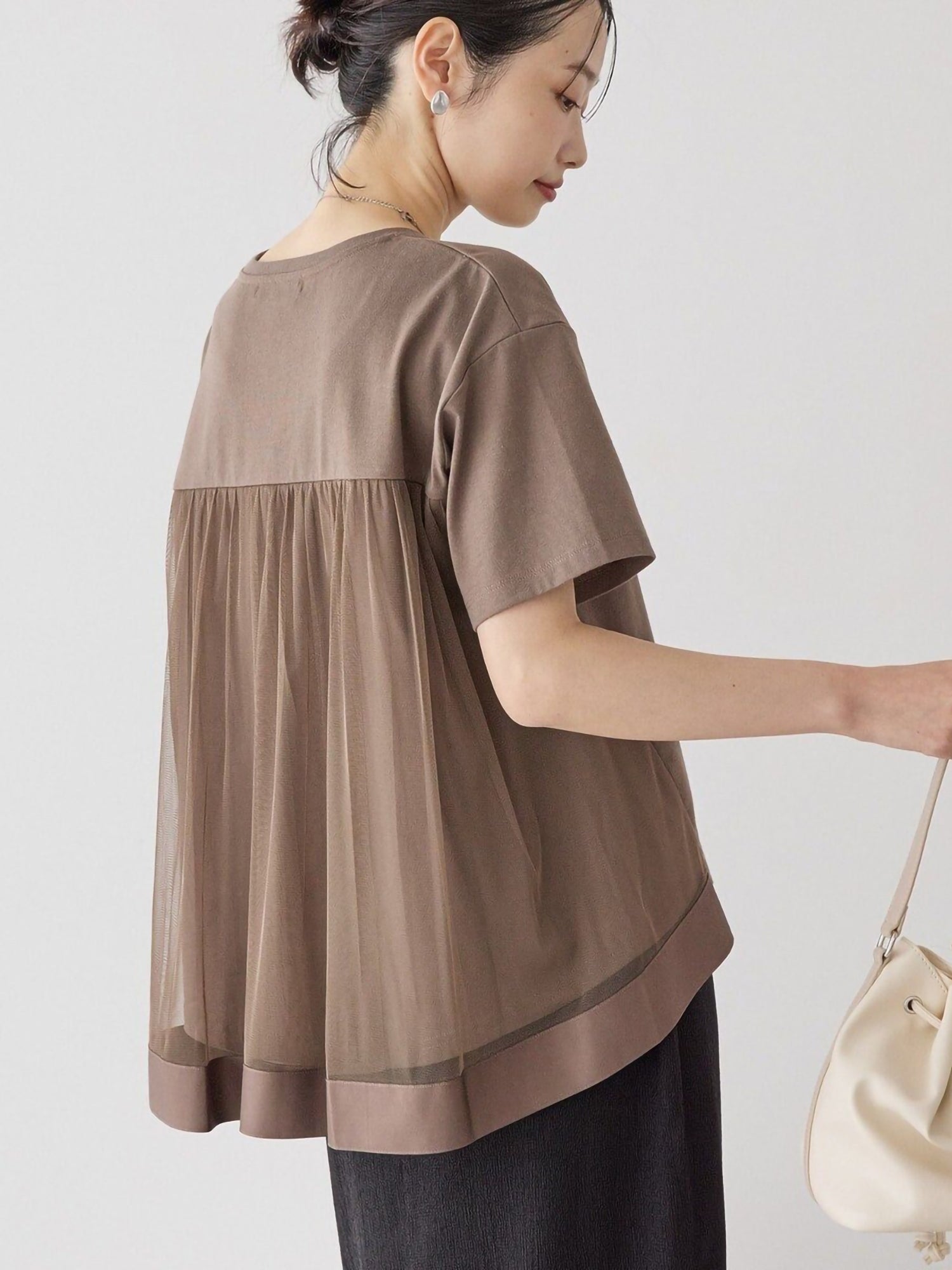 Miharu Back Tulle Layered Cutout Pullover
