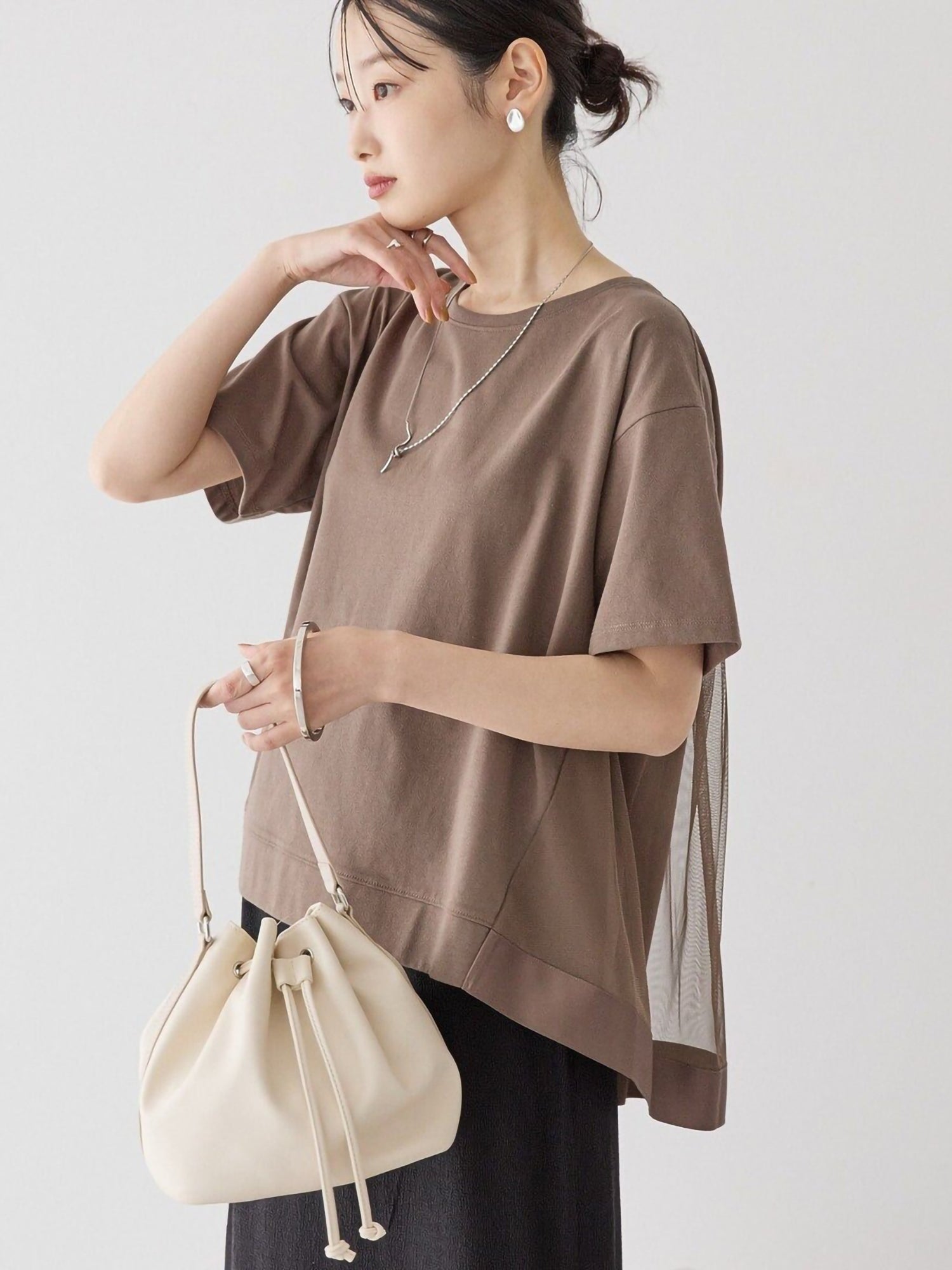 Miharu Back Tulle Layered Cutout Pullover