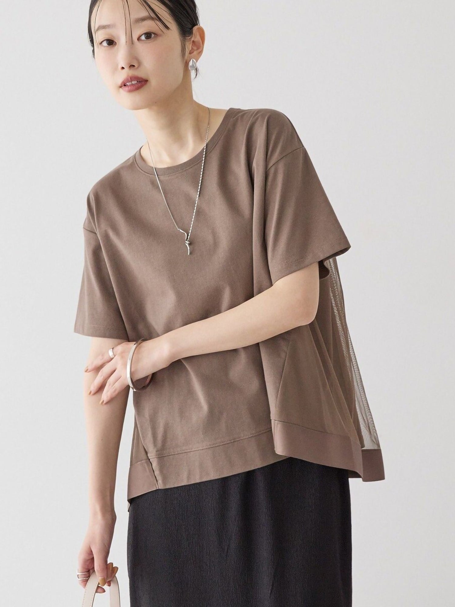 Miharu Back Tulle Layered Cutout Pullover