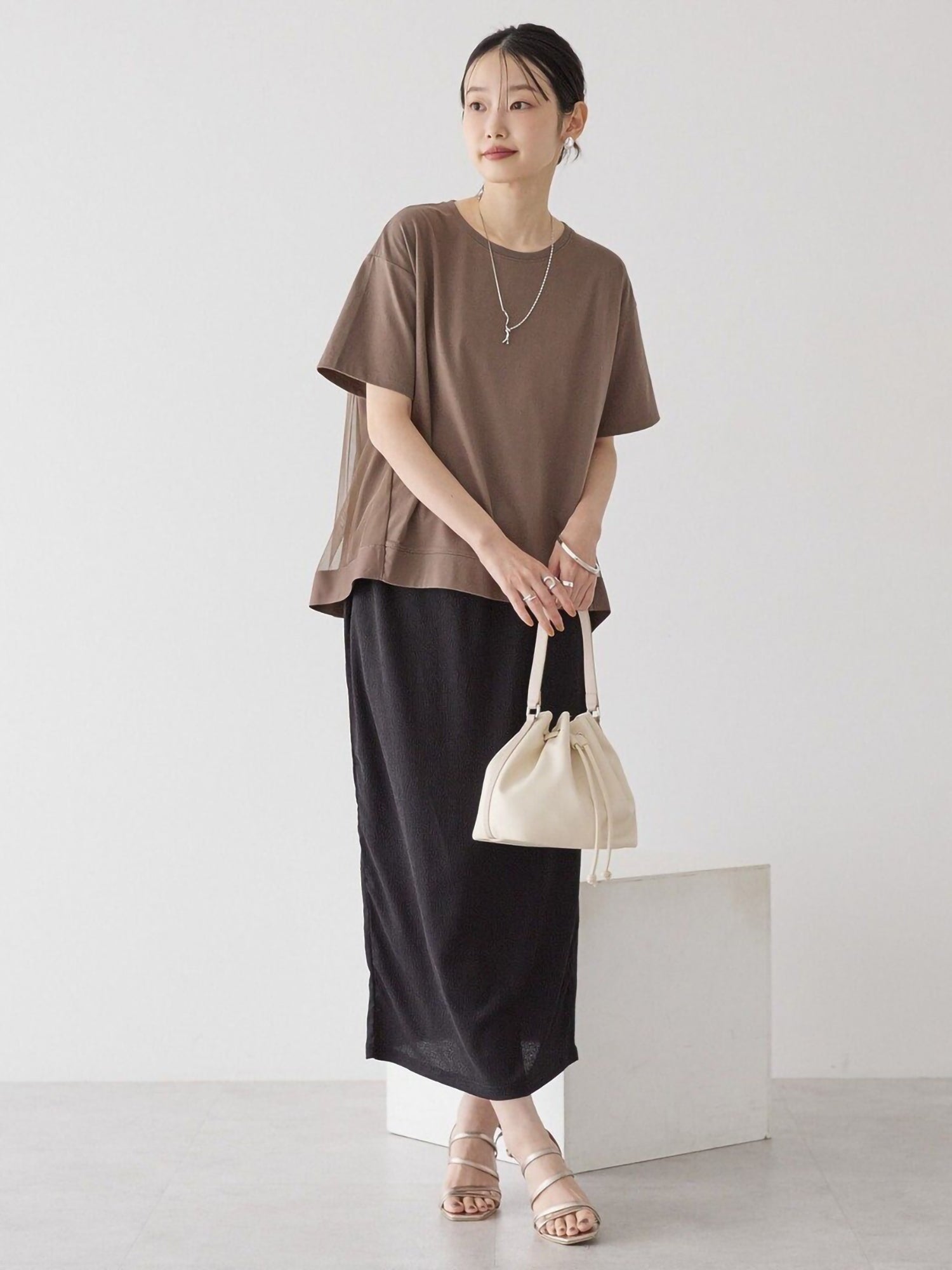Miharu Back Tulle Layered Cutout Pullover