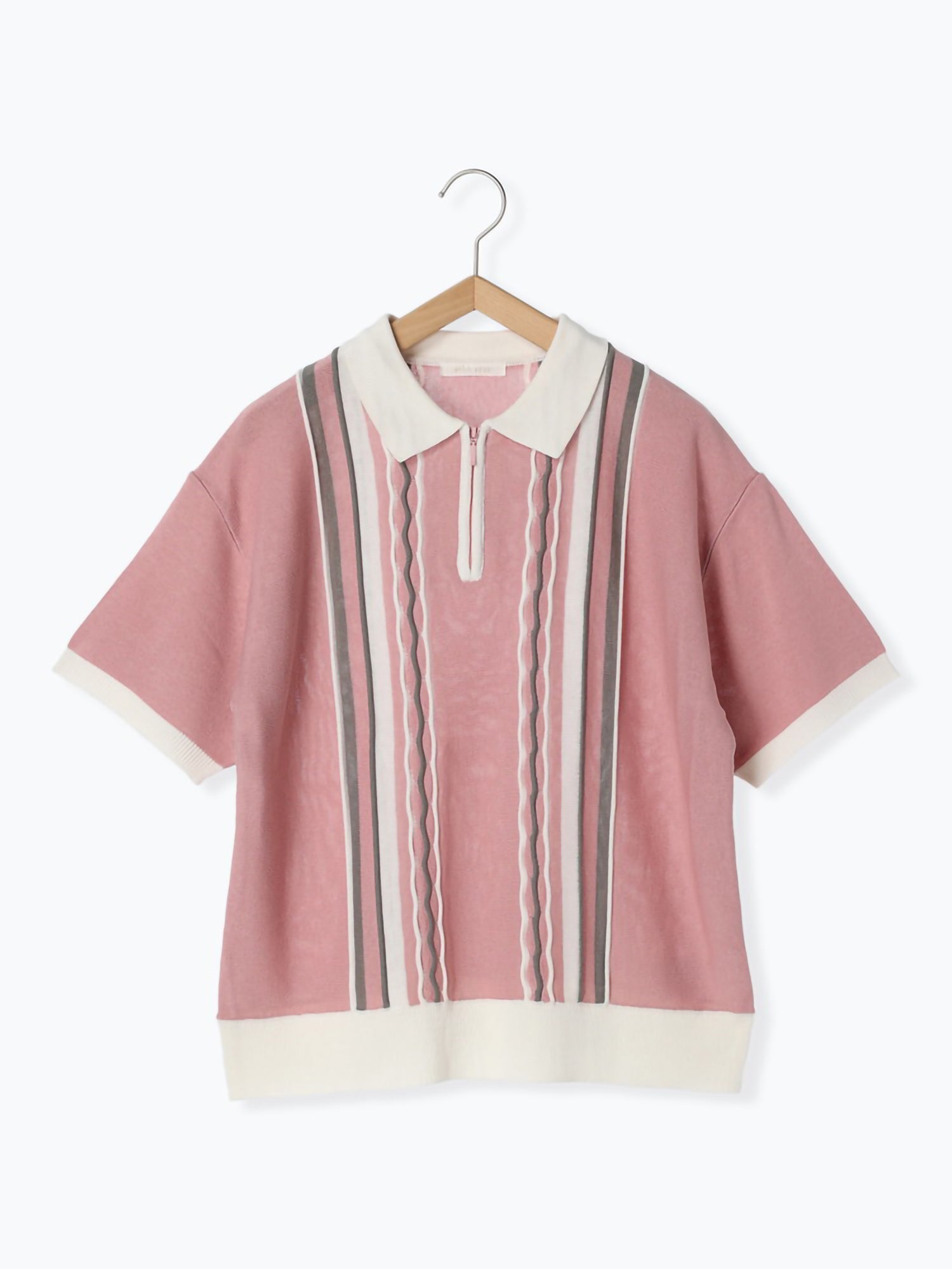 Minahoshi Striped Zip Knit Polo