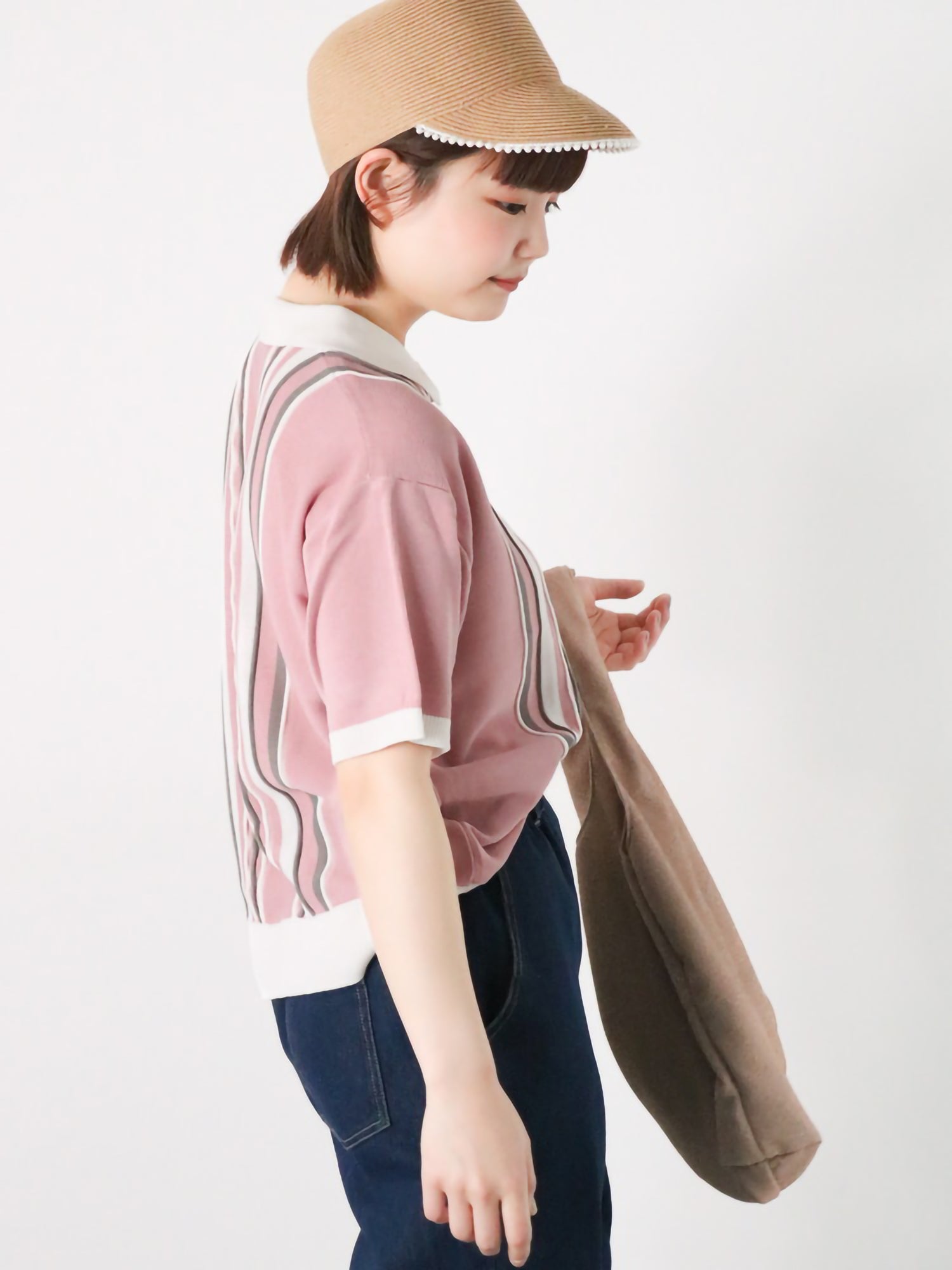 Minahoshi Striped Zip Knit Polo