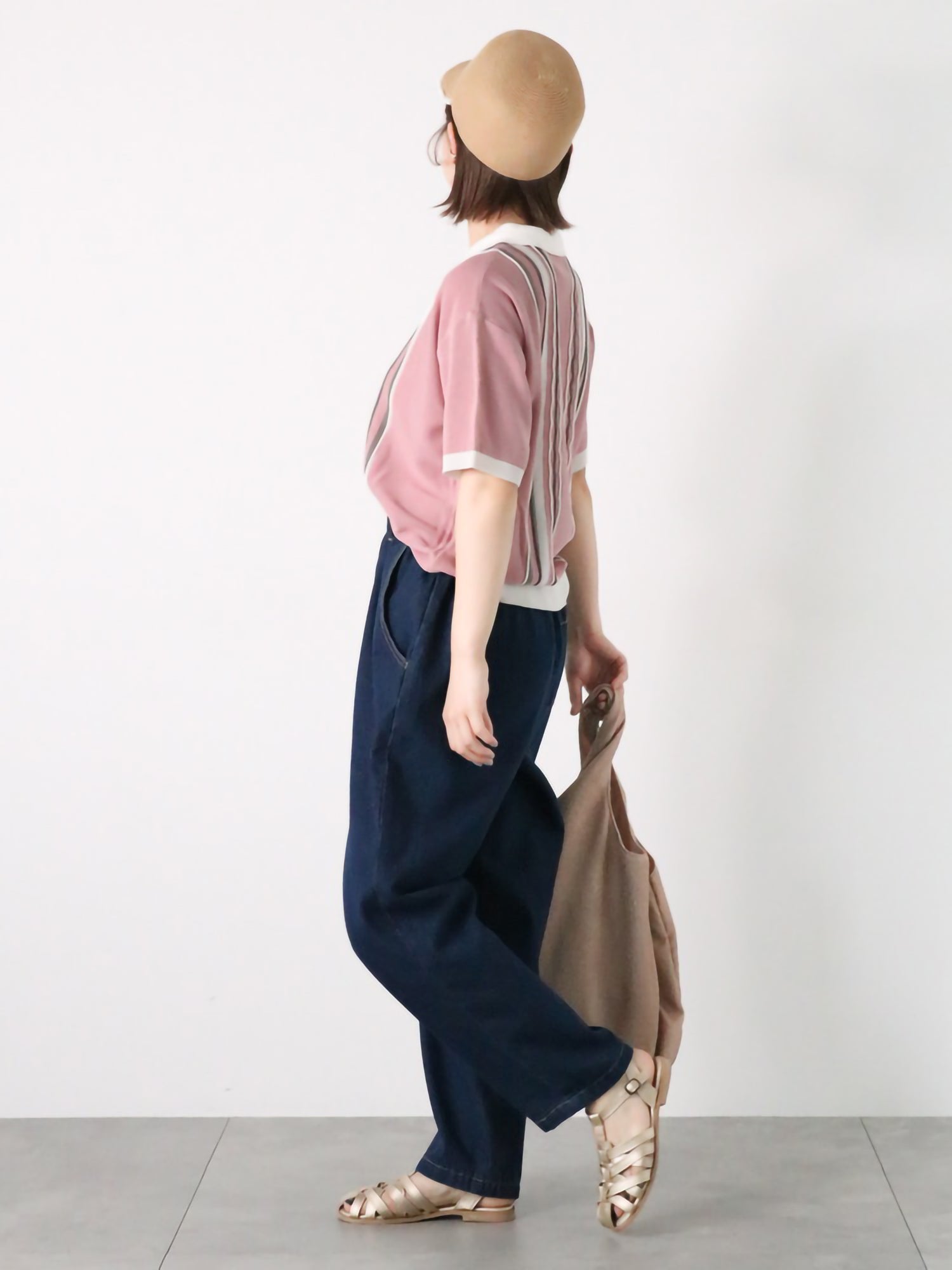 Minahoshi Striped Zip Knit Polo