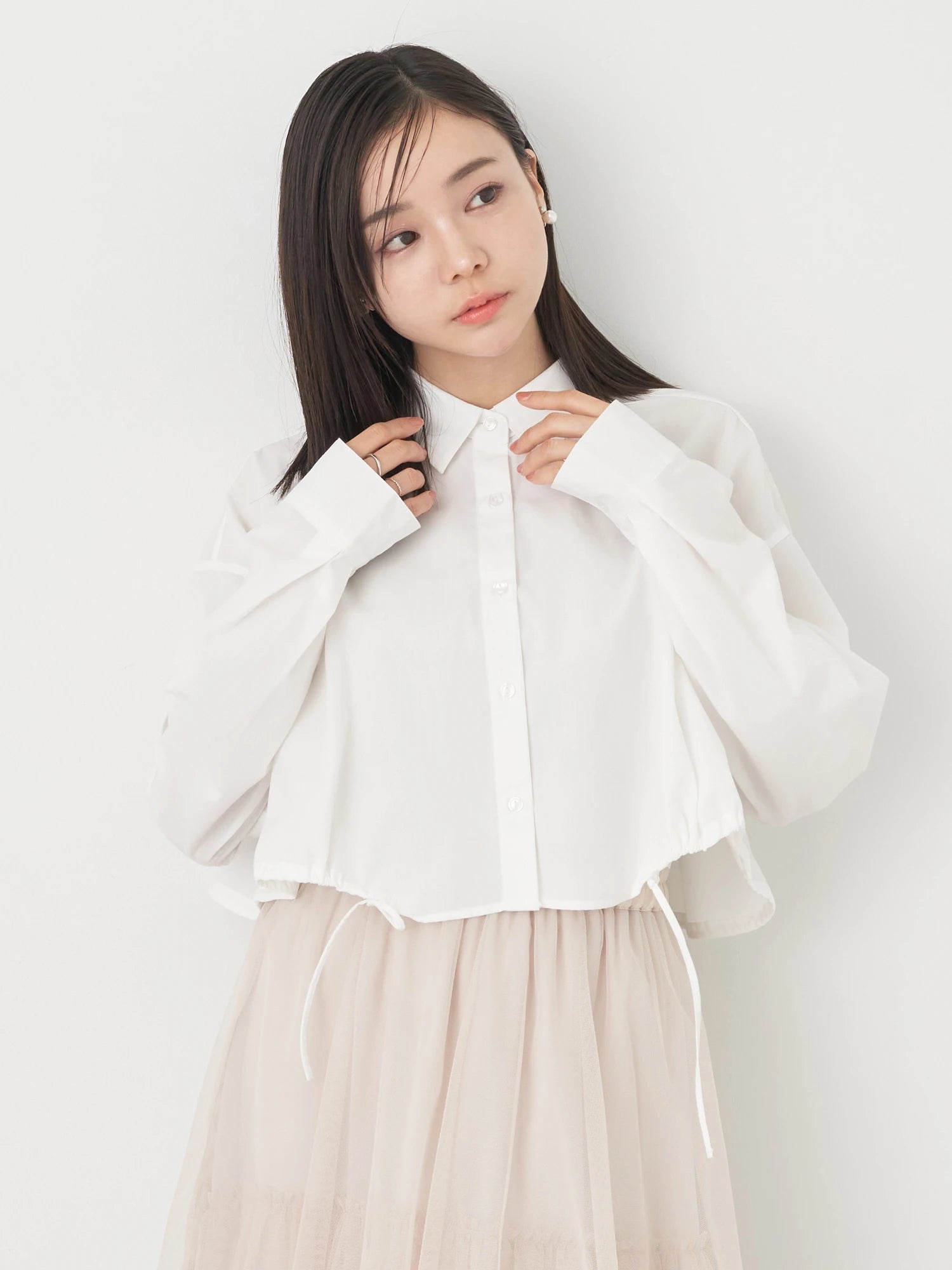 Minamoto Drawstring Crop Shirt