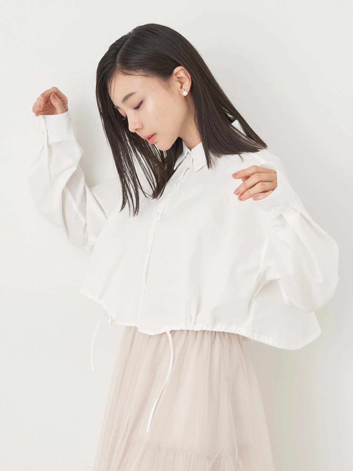 Minamoto Drawstring Crop Shirt