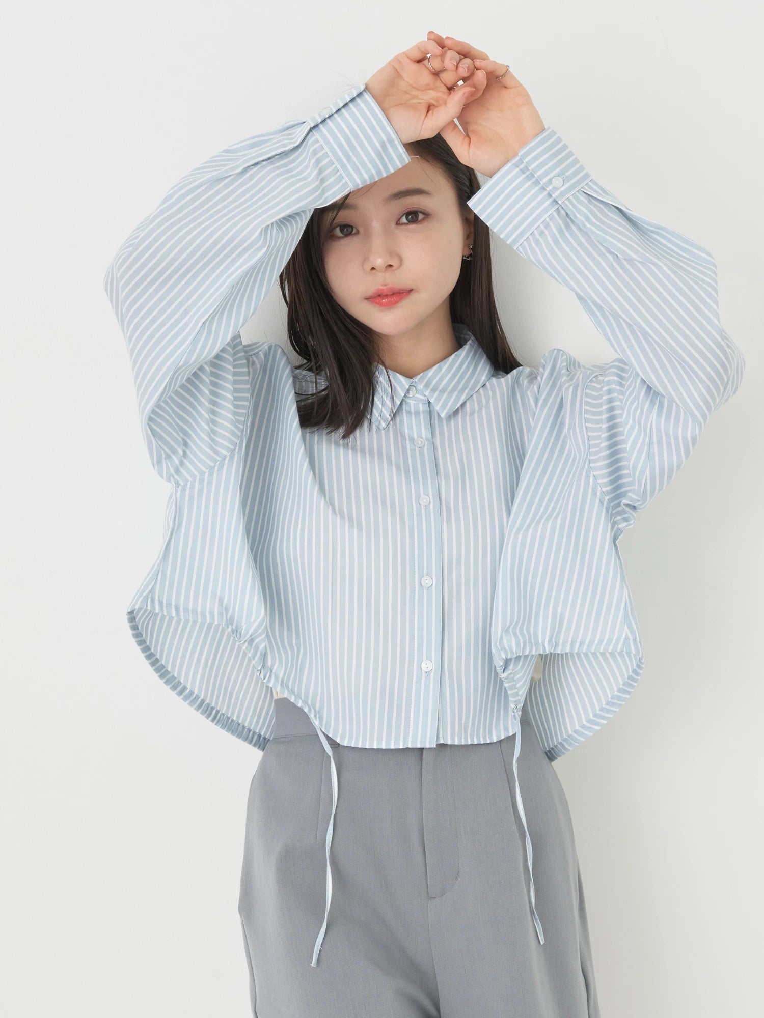 Minamoto Drawstring Crop Shirt