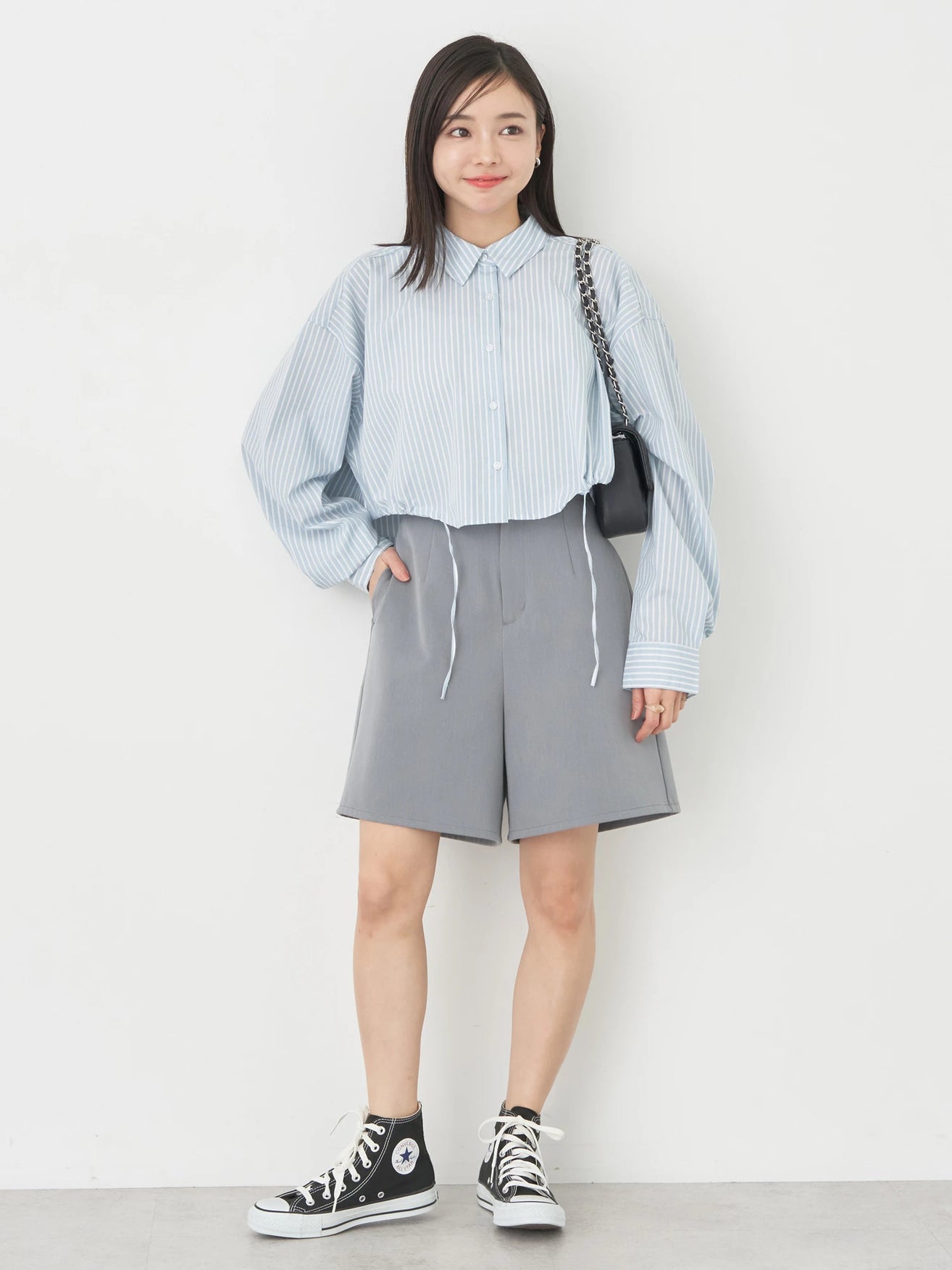 Minamoto Drawstring Crop Shirt