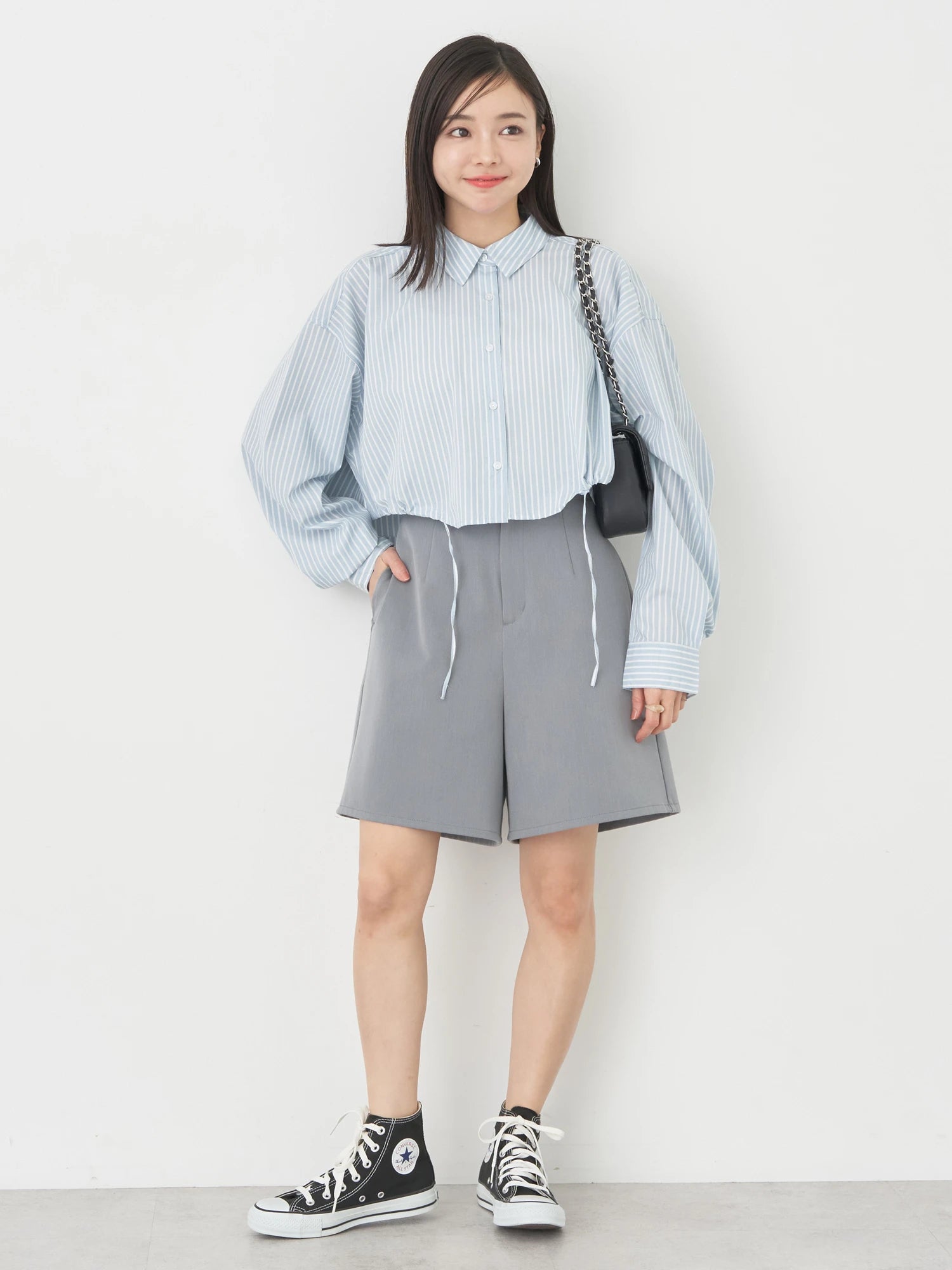 Minamoto Drawstring Crop Shirt