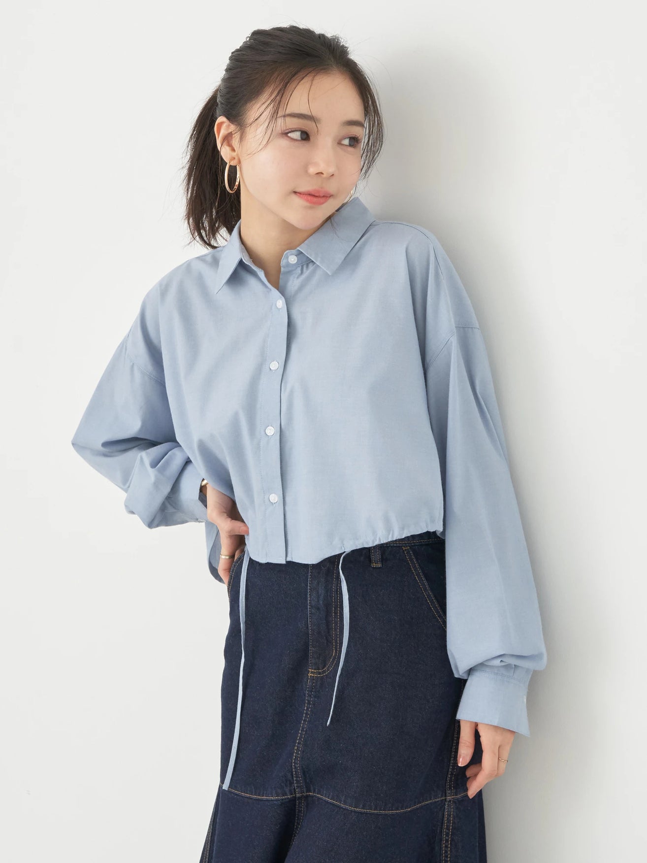 Minamoto Drawstring Crop Shirt