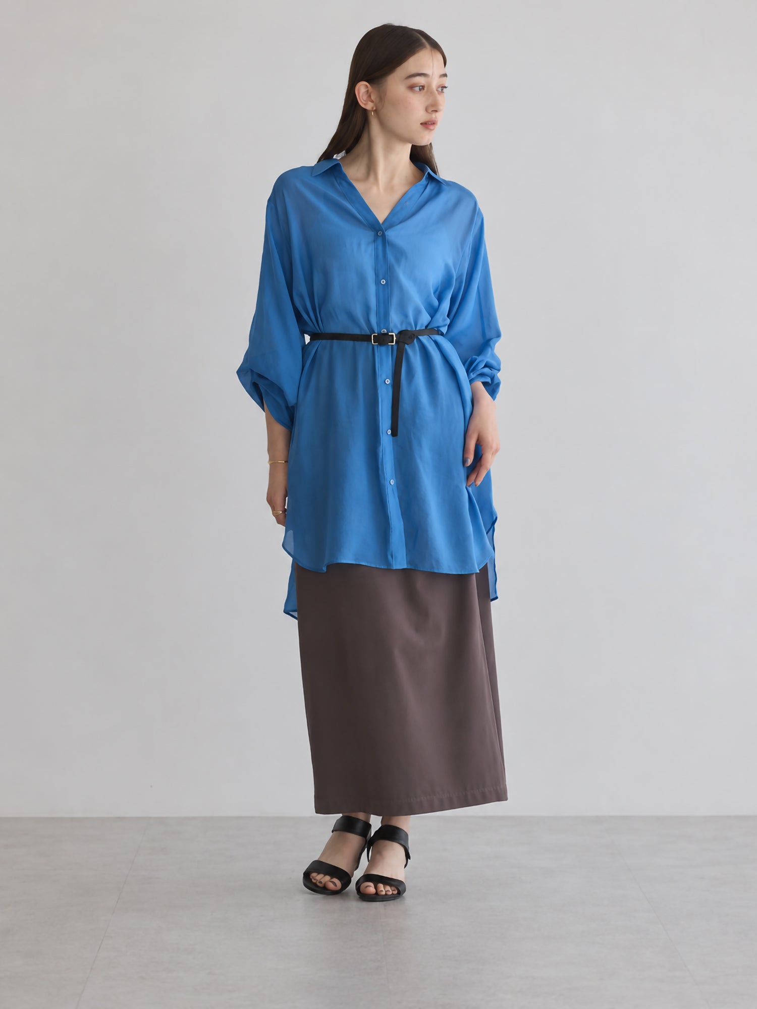 Miyuka 2-Way Sleeve Sheer Long Shirt